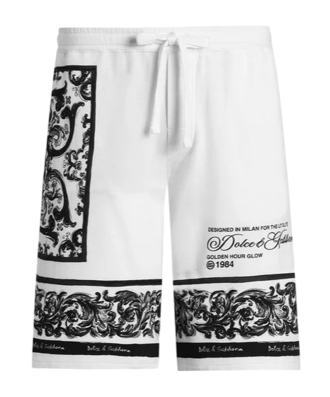 Dolce & Gabbana Majolica-print Knee Length Bermuda Shorts With Side And Back Pockets In White