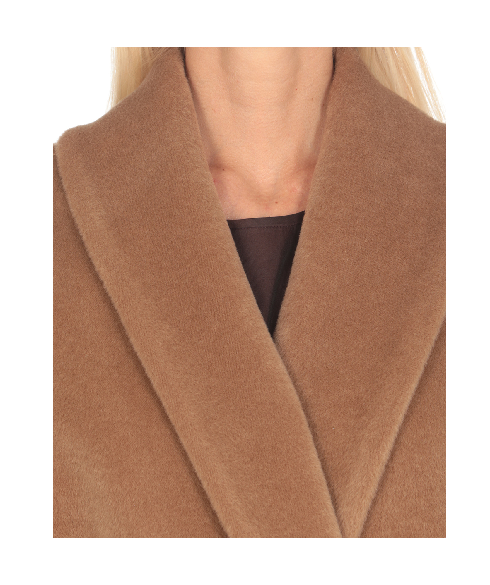 Max Mara Long-sleeved Lapel Coat In Brown