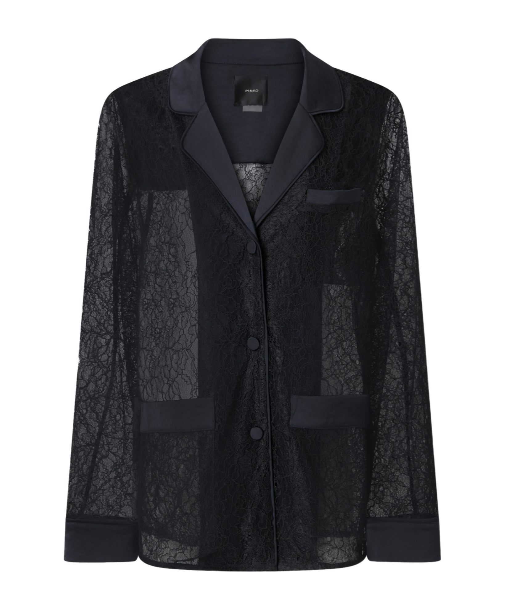 Pinko Lace And Satin Jacket In Black