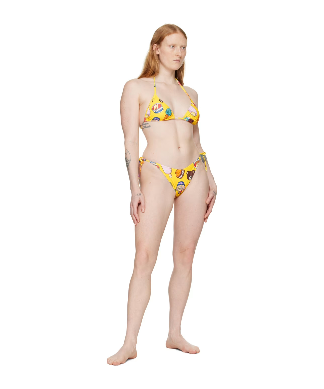 Moschino Graphic-print High-waisted Bikini Bottom In Yellow