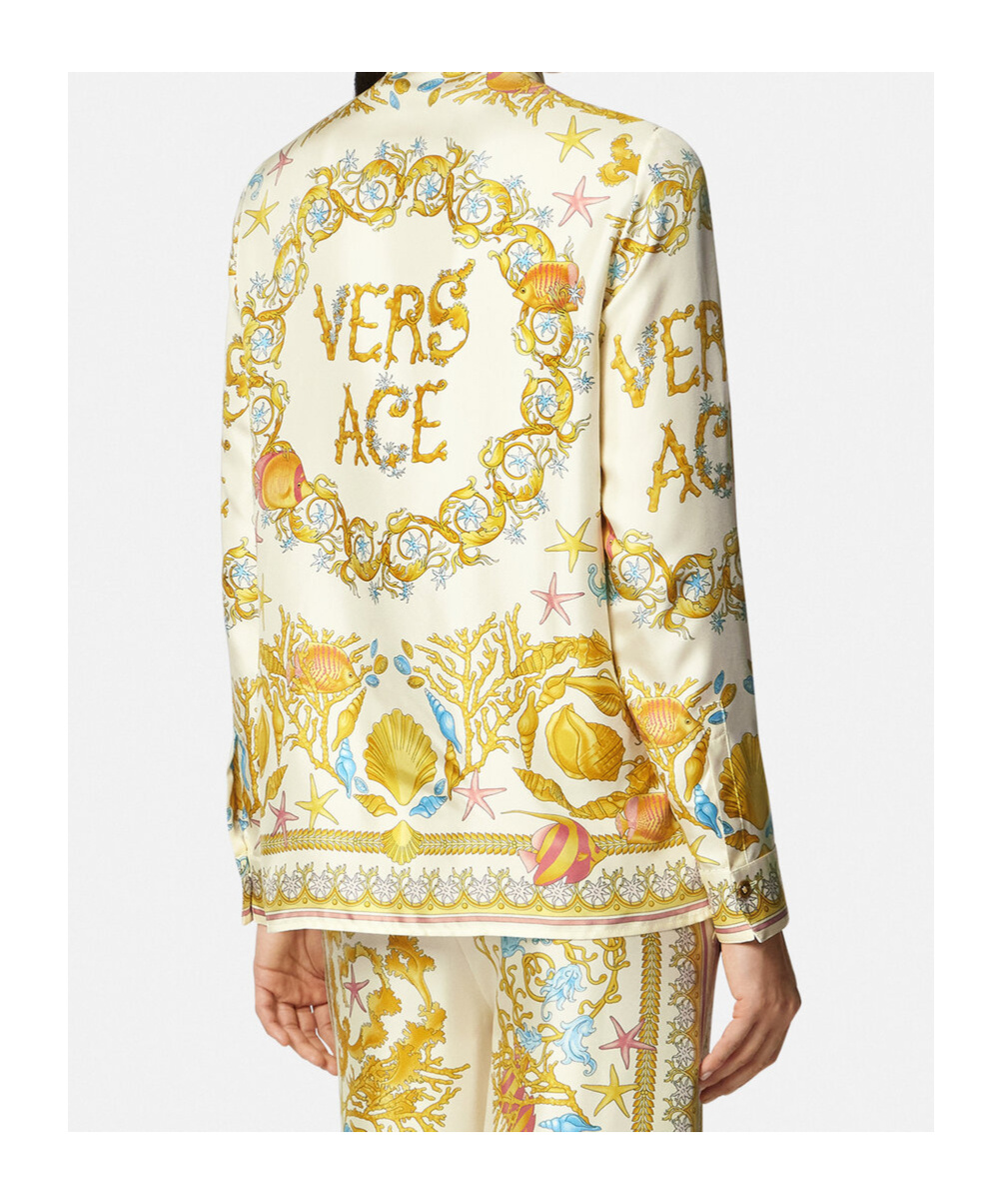 Versace Underwater Barocco Print Silk Shirt