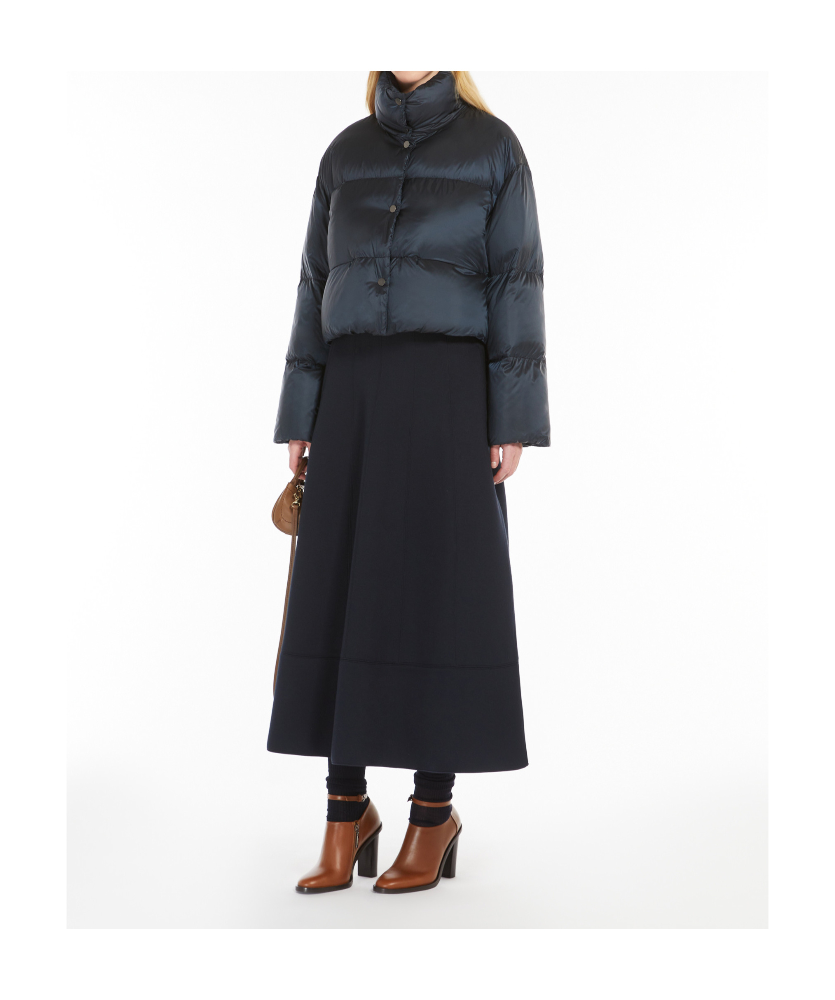 Max Mara Long-sleeved Down Jacket In Black