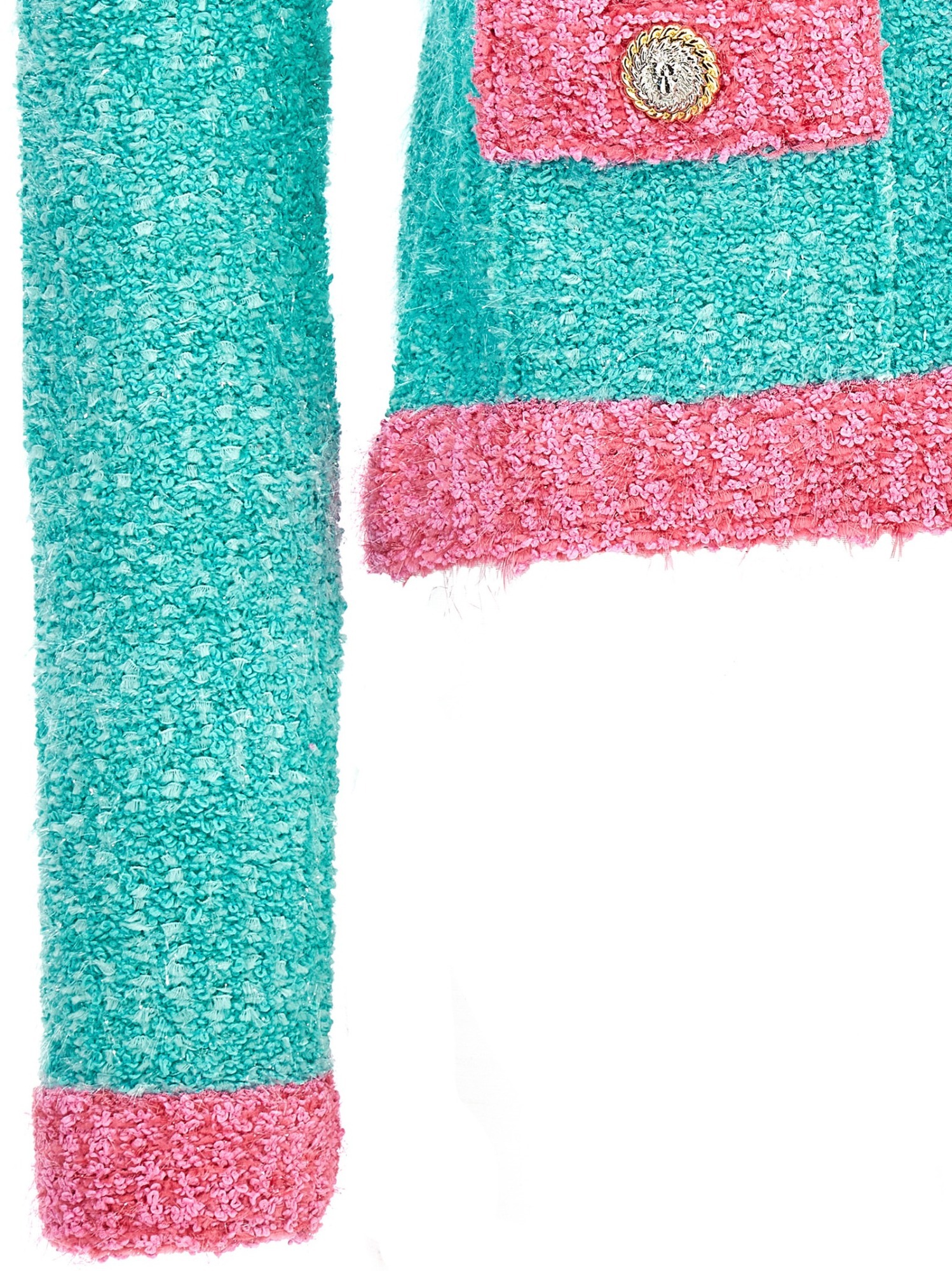 Shop Balmain Knit Jacket In Green