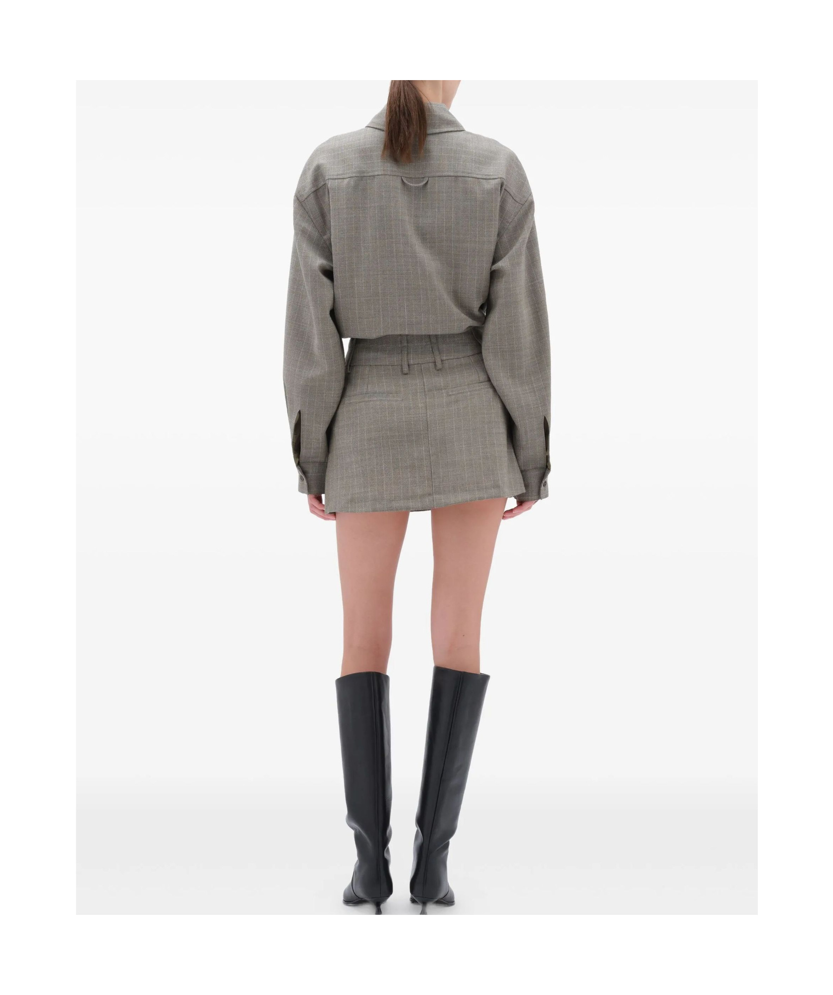 Remain Birger Christensen Double-waistband Pleated Mini Skirt In Gray