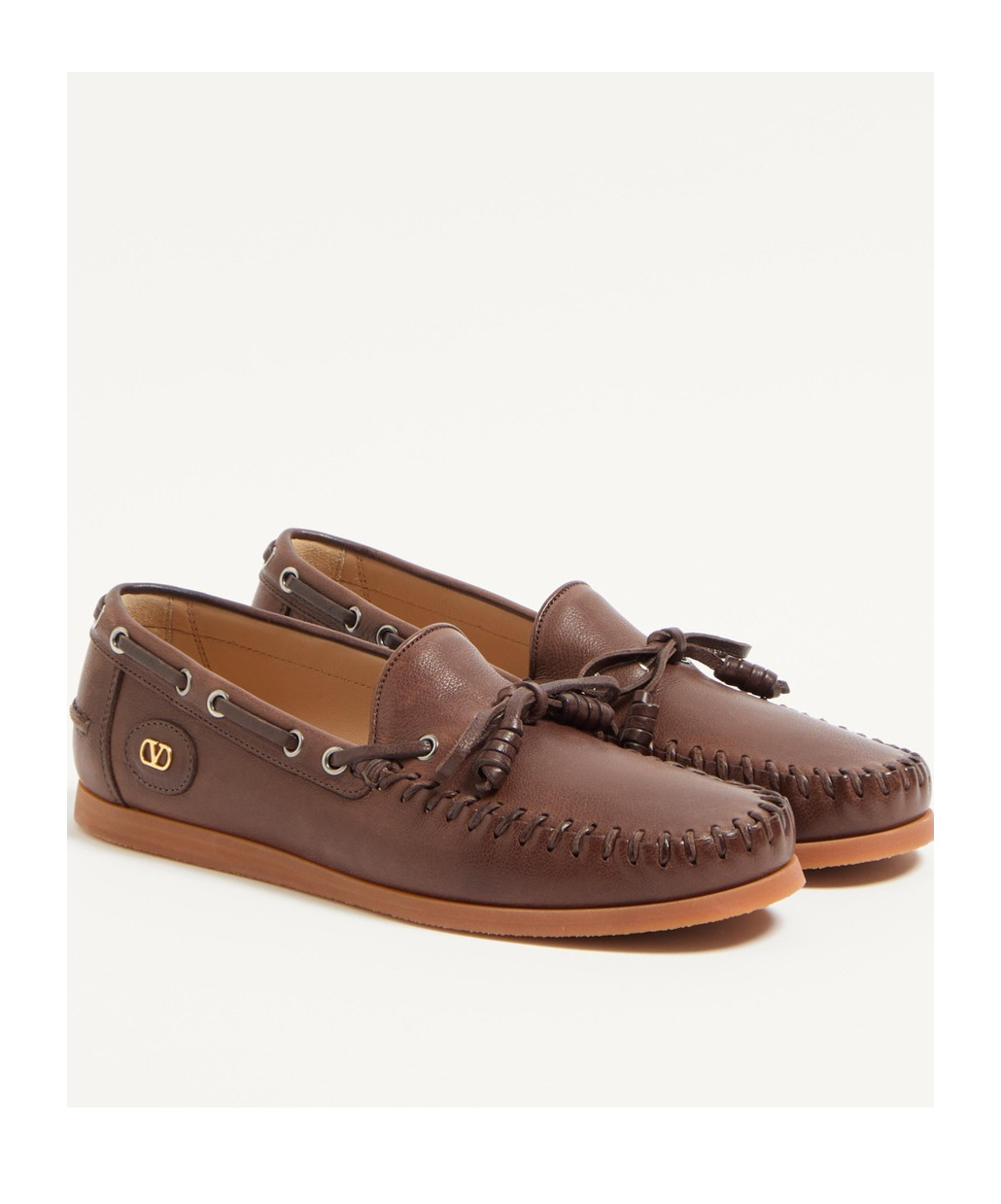 Valentino Garavani Palm Avenue Buffalo Boat Shoe In Brown