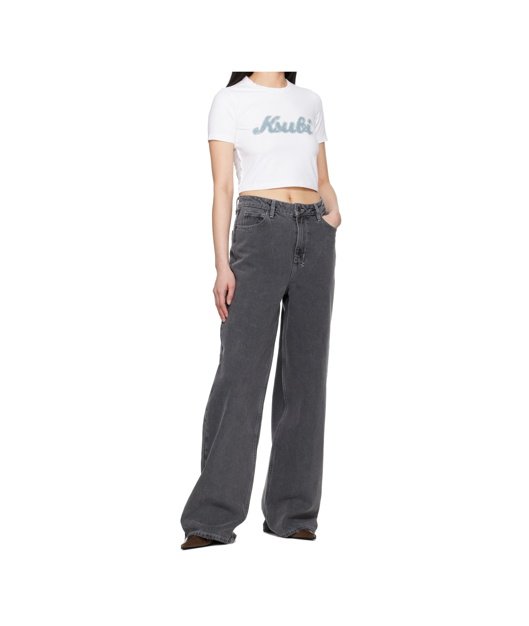 Ksubi Wide Leg Jeans In Grey