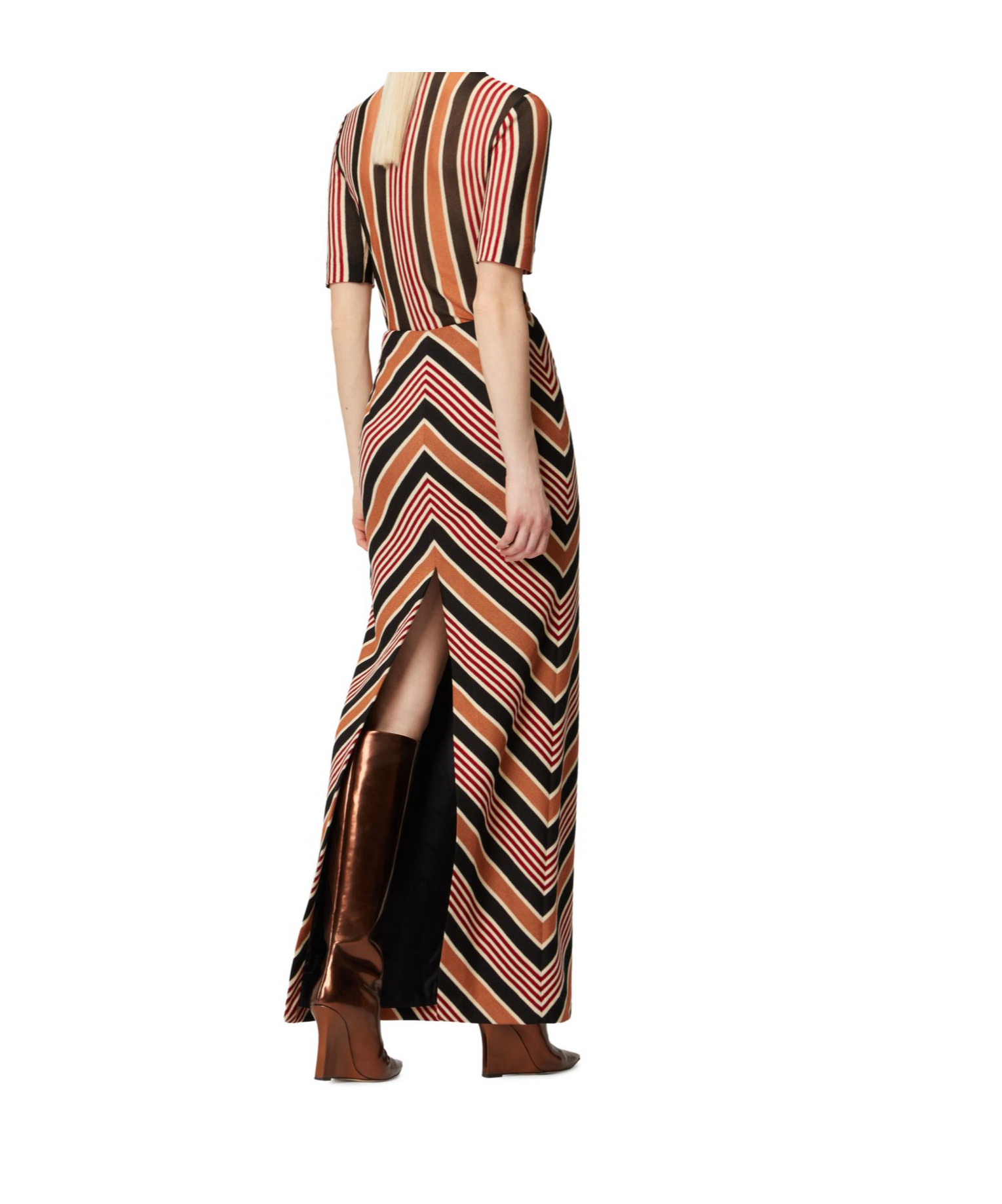 Missoni Chevron Slits Maxi Skirt In Multicolor