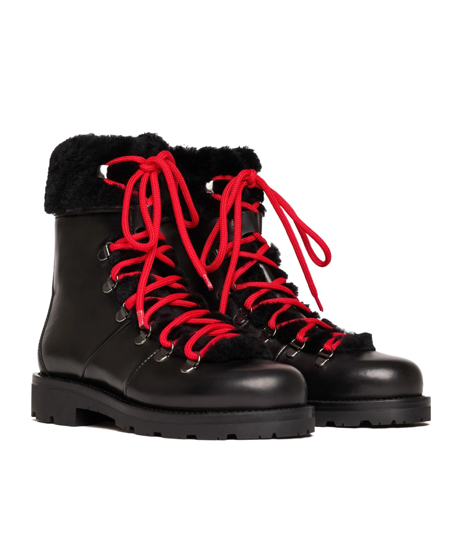 Scarosso Lace-up Shearling Boots In Black