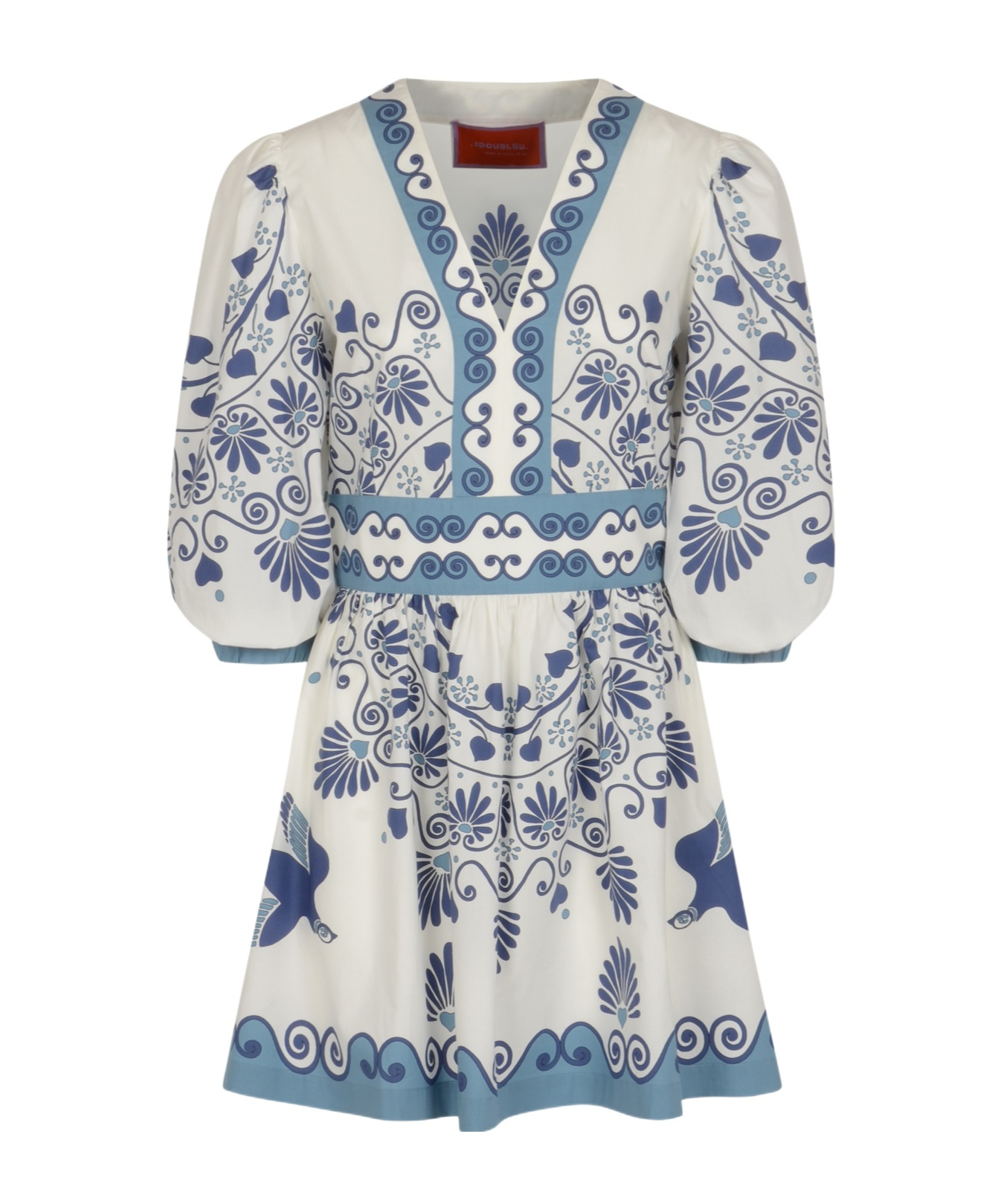 La Doublej Floral-print Puff-sleeve Mini Dress In White