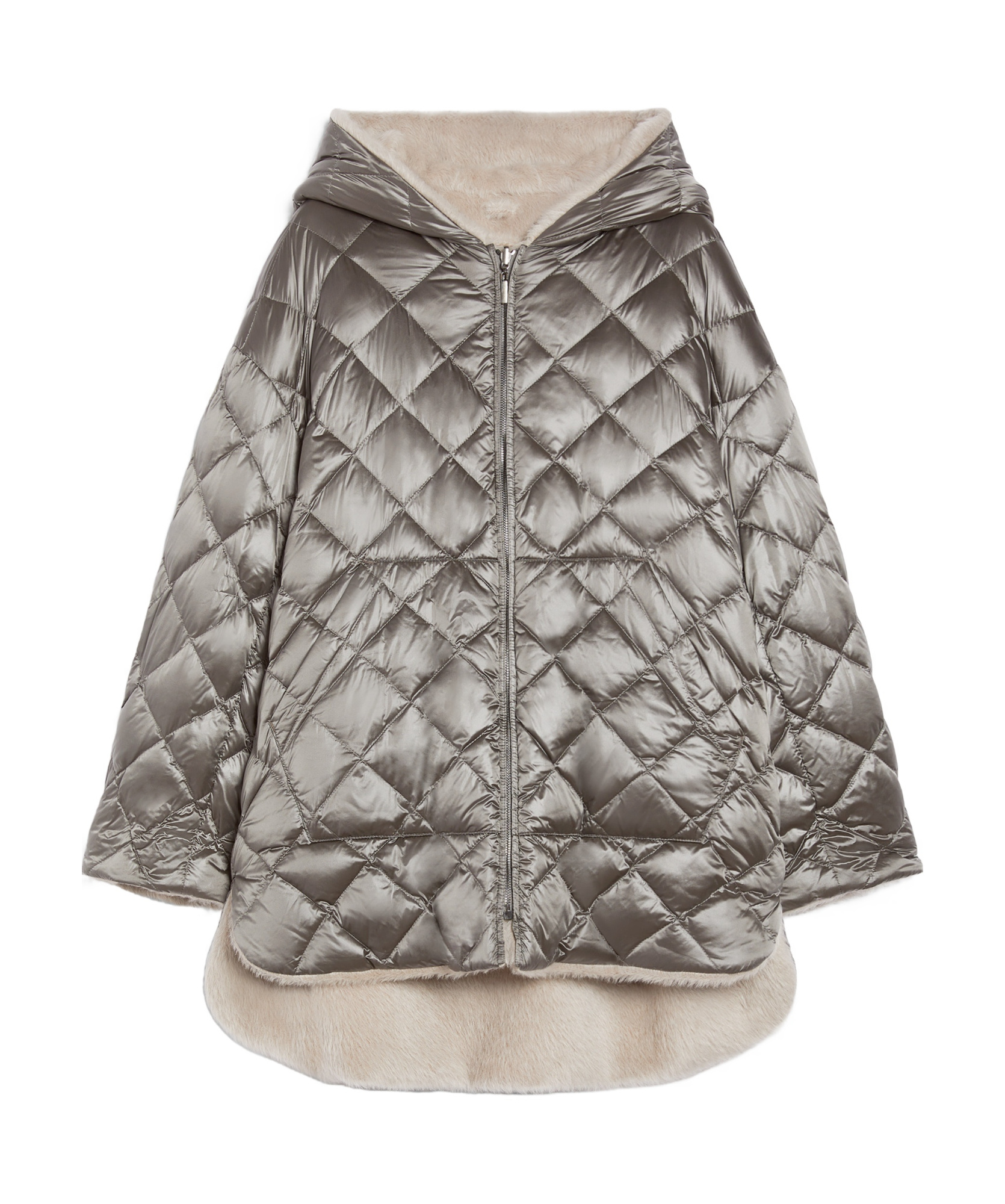 Max Mara Alpaca Wool And Wool Double-sided Down Jacket In Gray