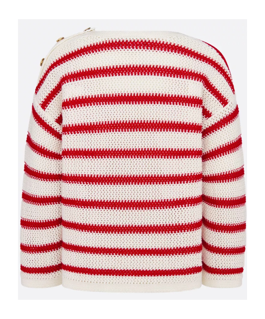 Dior Kids' Sweater In Ivory White And Raspberry Red
