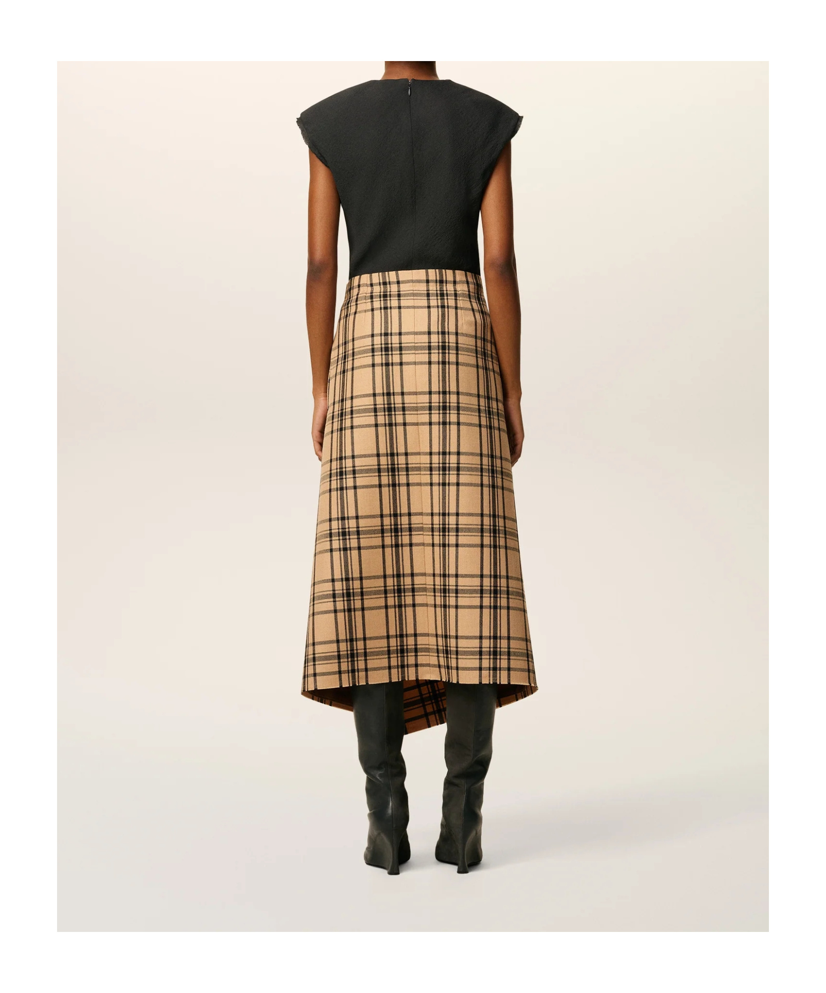 Ami Alexandre Mattiussi Checked Wrap Midi Skirt In Brown