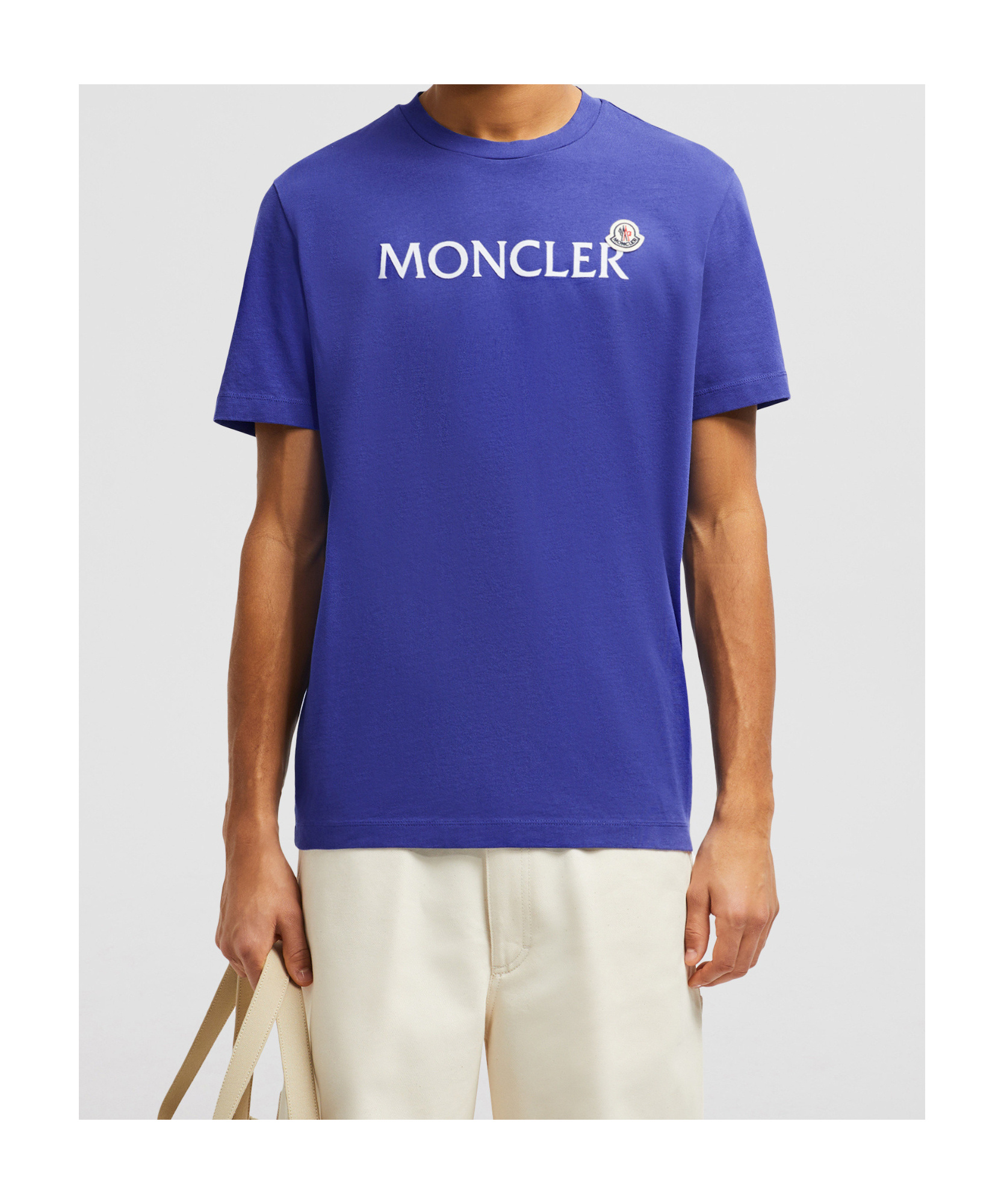 MONCLER FLOCKED LOGO COTTON T-SHIRT