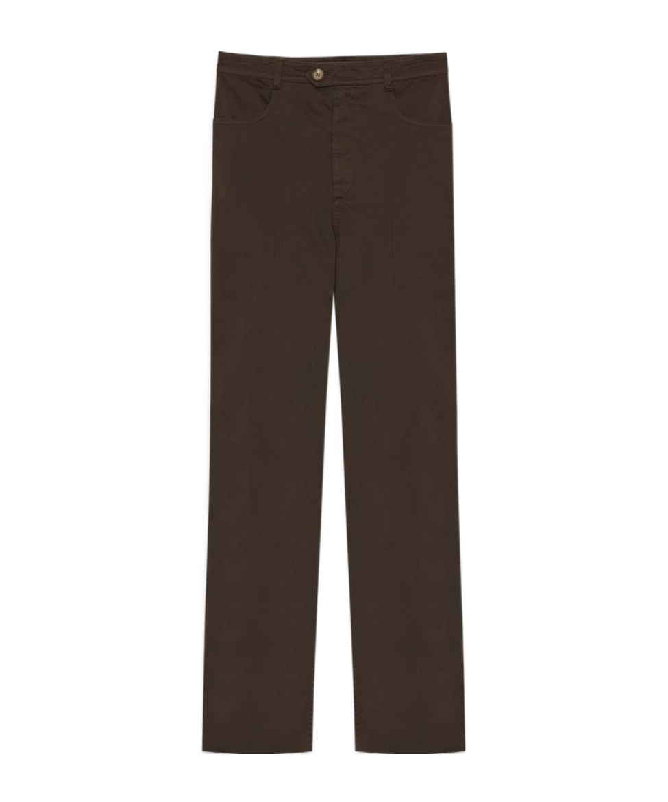 Saint Laurent Cotton-twill Straight-leg Pants In Brown