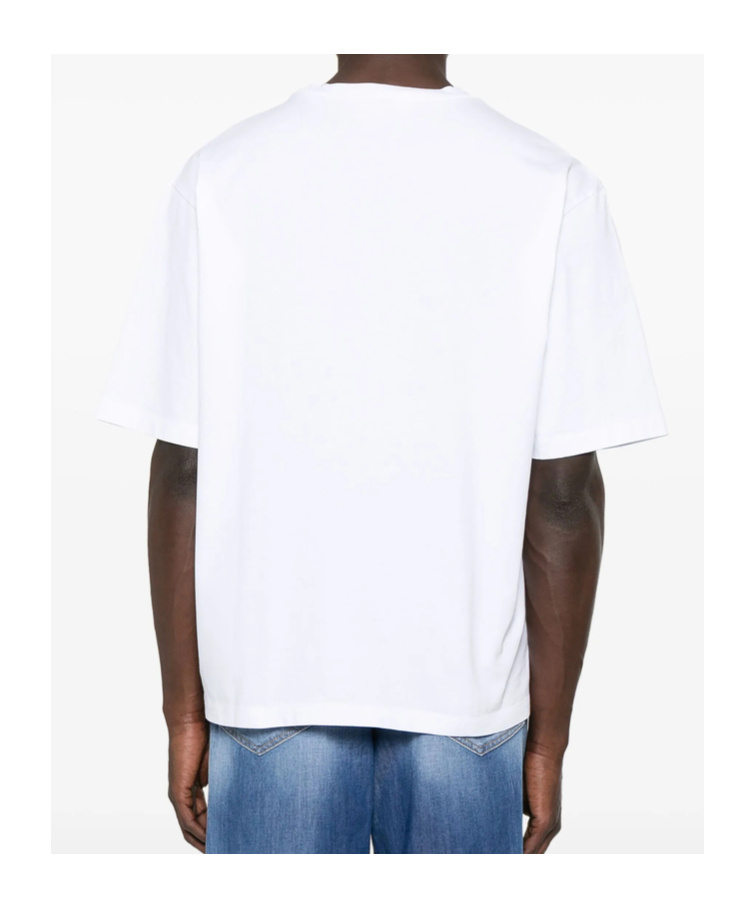 Dsquared2 White Round Neck T Shirt With Printed Maxi Logo On The Front And Heart Detail In Cotton Woman In White