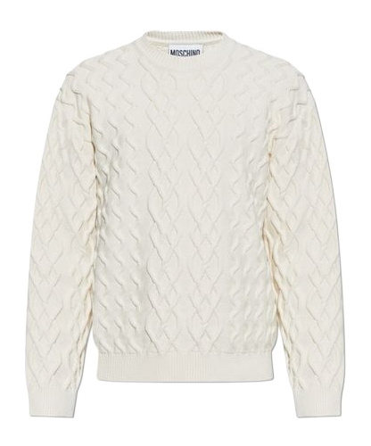 Moschino Crewneck Knitted Sweater In White