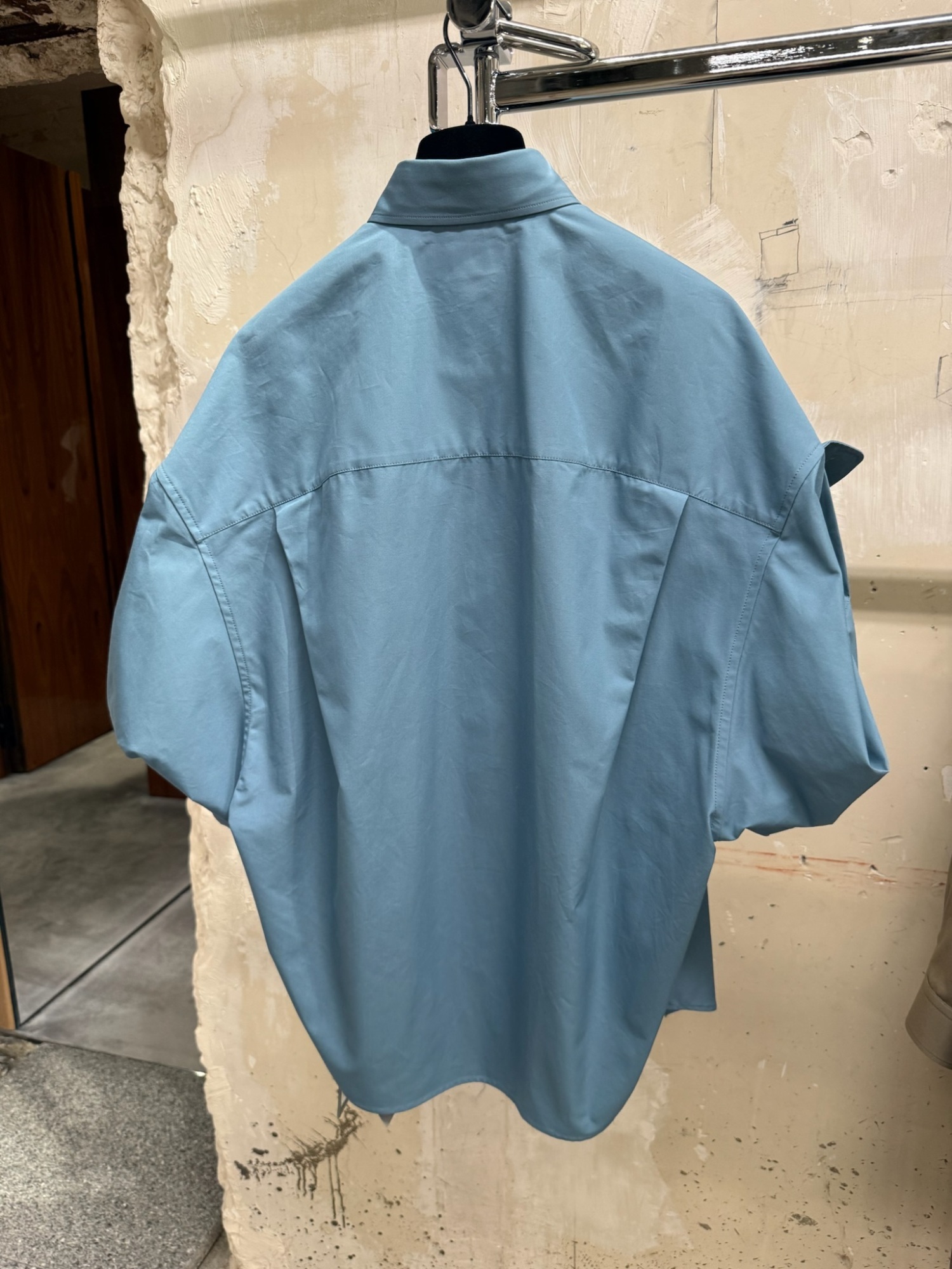 Balenciaga Tucked Sleeve Shirt In Blue
