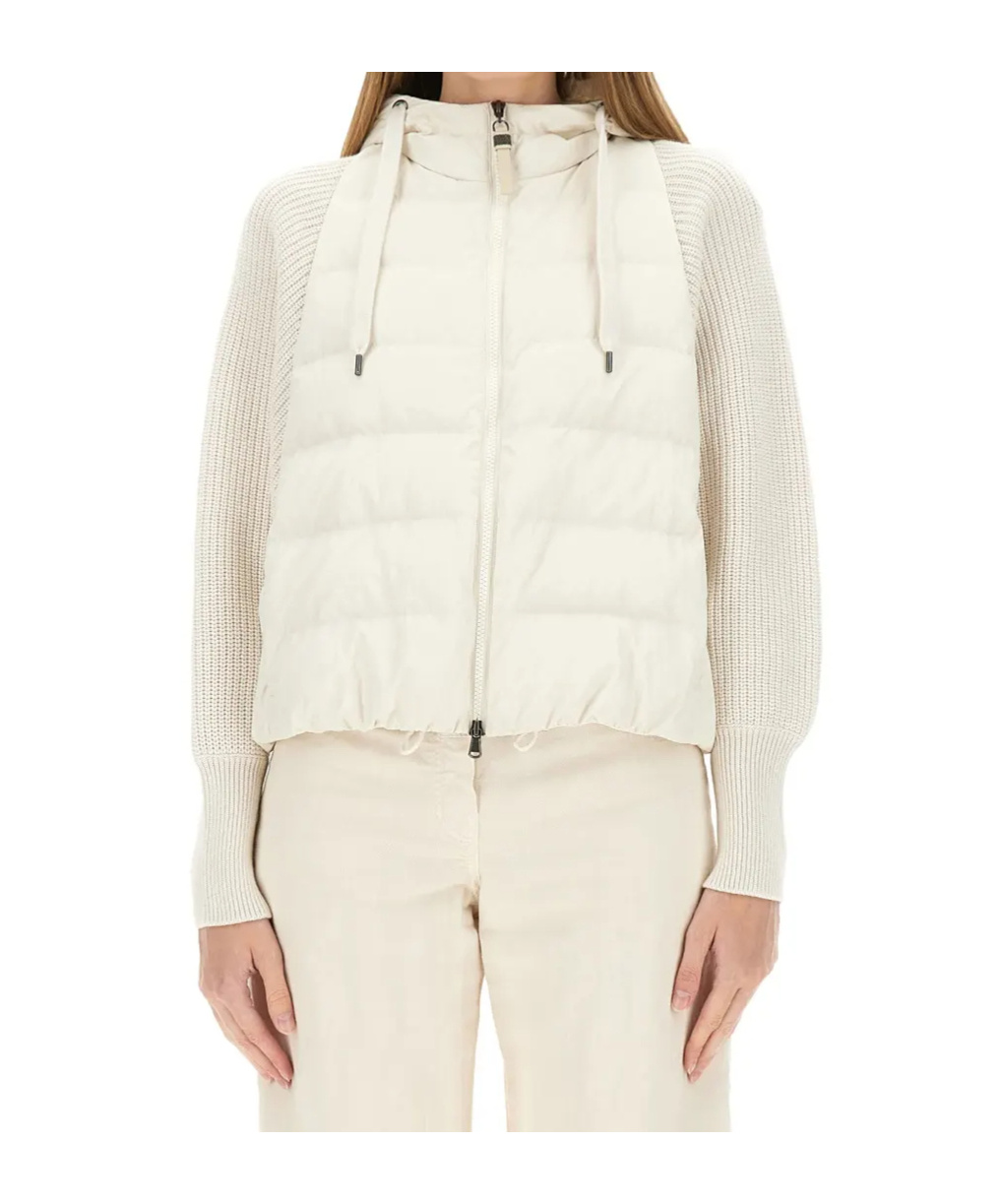Brunello Cucinelli Wool Sleeved Down Jacket In White