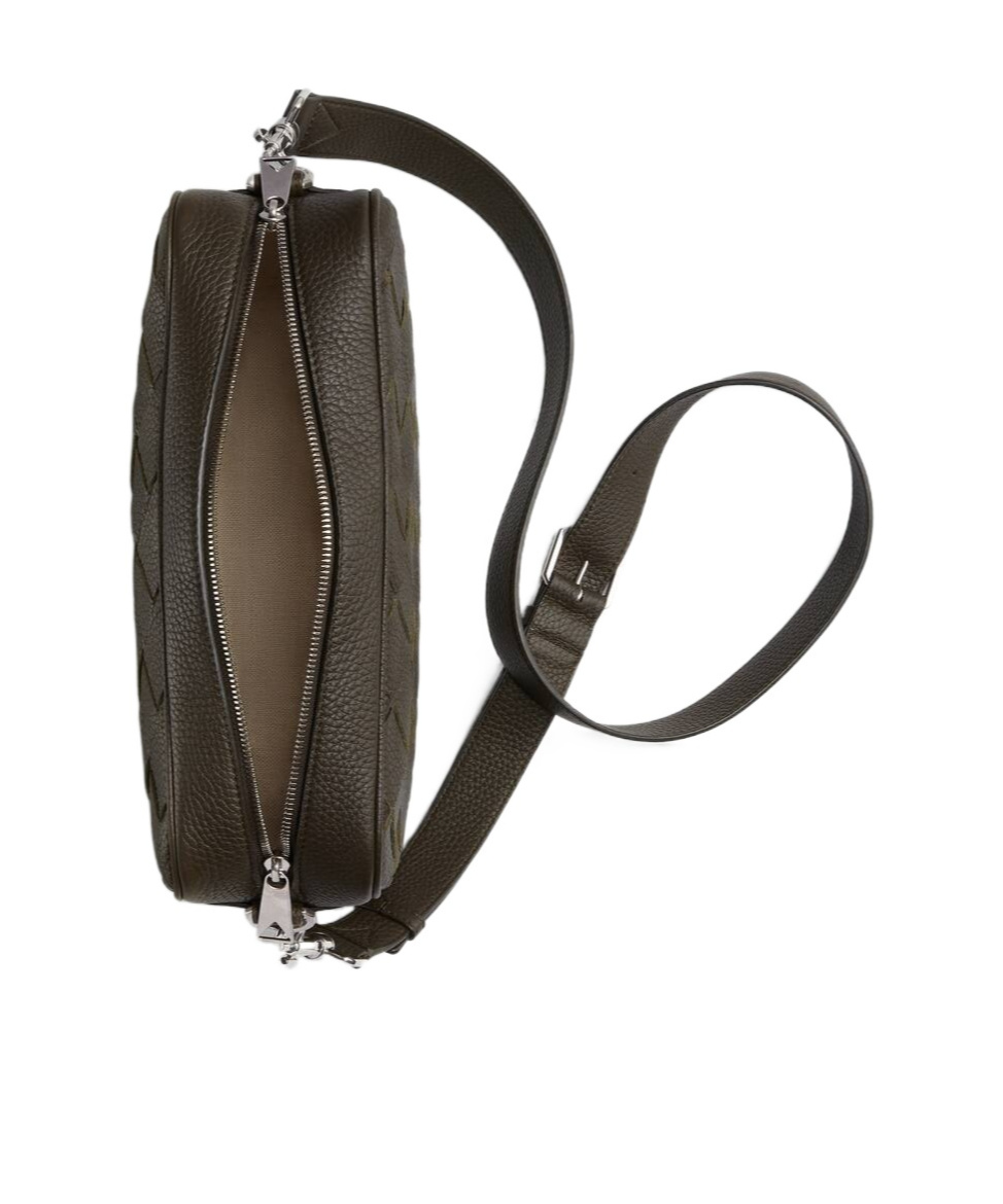 Bottega Veneta Medium Woven Crossbody Bag In Black