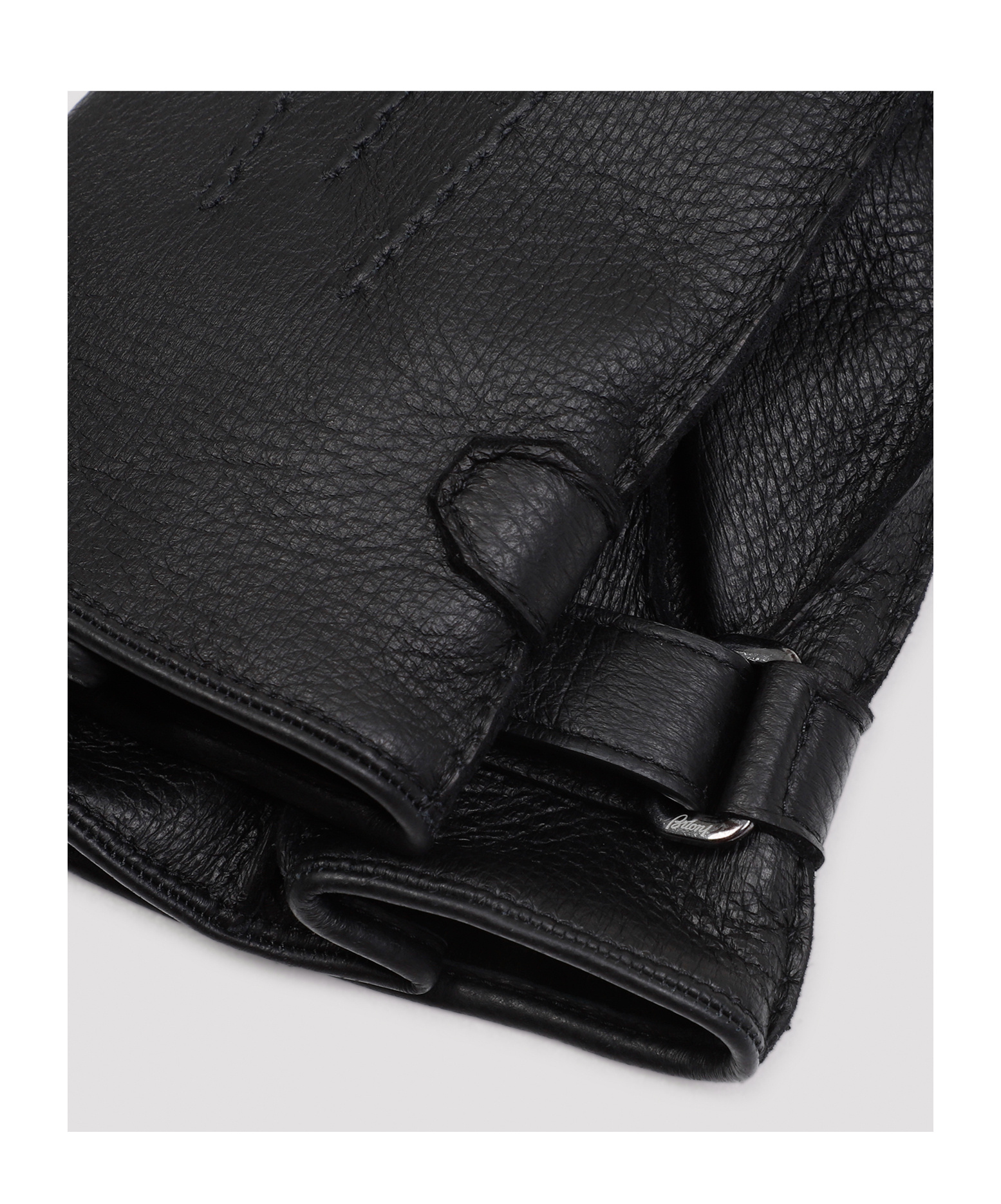 Brioni Touch-strap Leather Gloves In Black