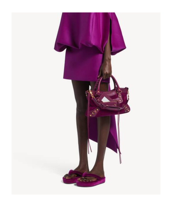 Balenciaga Jet Lag Stretch Velvet Platform Thong Sandals In Purple