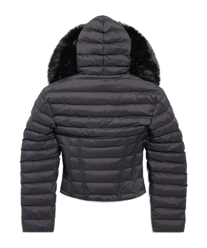 Balenciaga Women's Hooded Corseted Puffer In Black In Blue