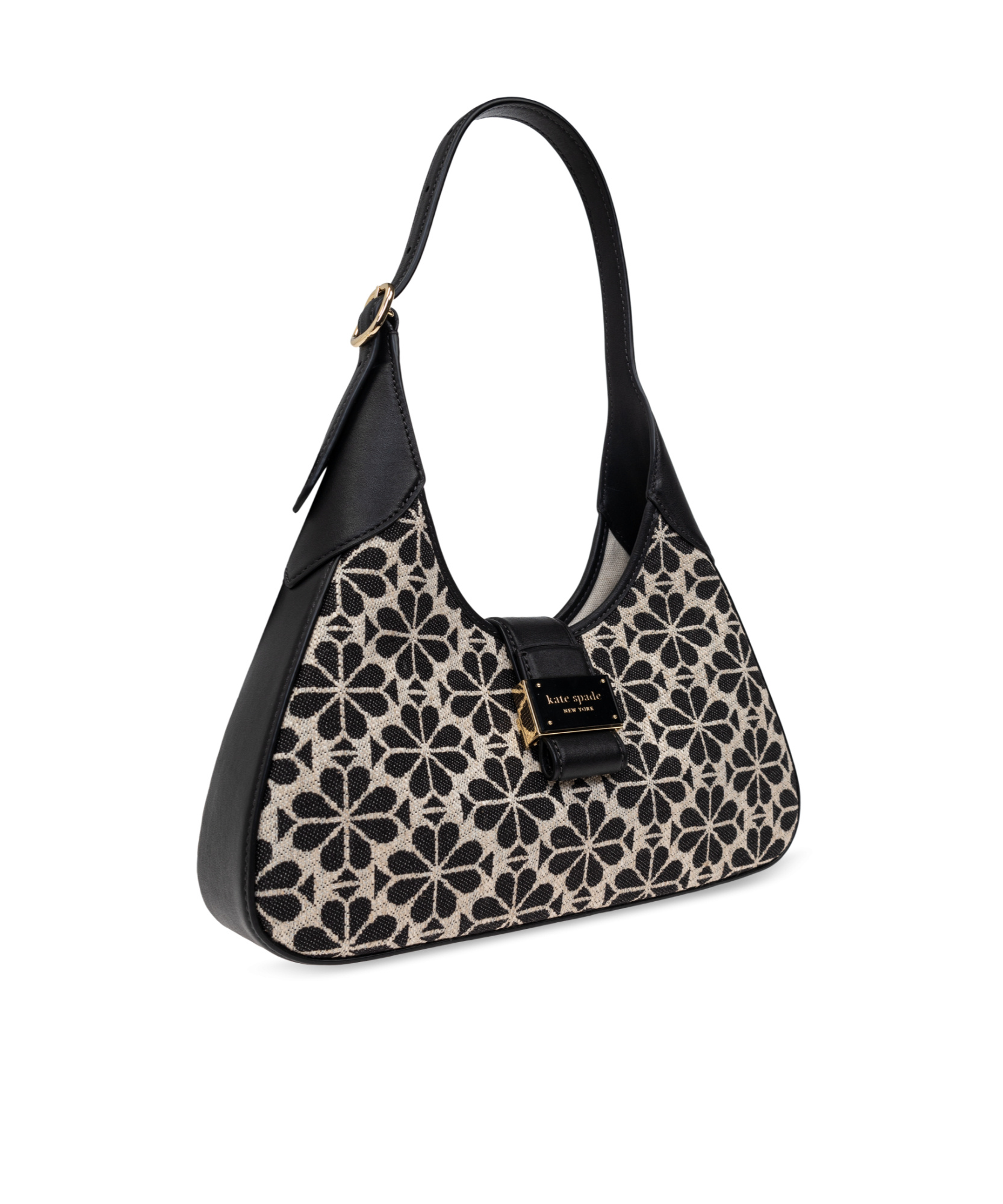 Shop Kate Spade Small Nouveau Floral-jacquard Shoulder Bag In Black