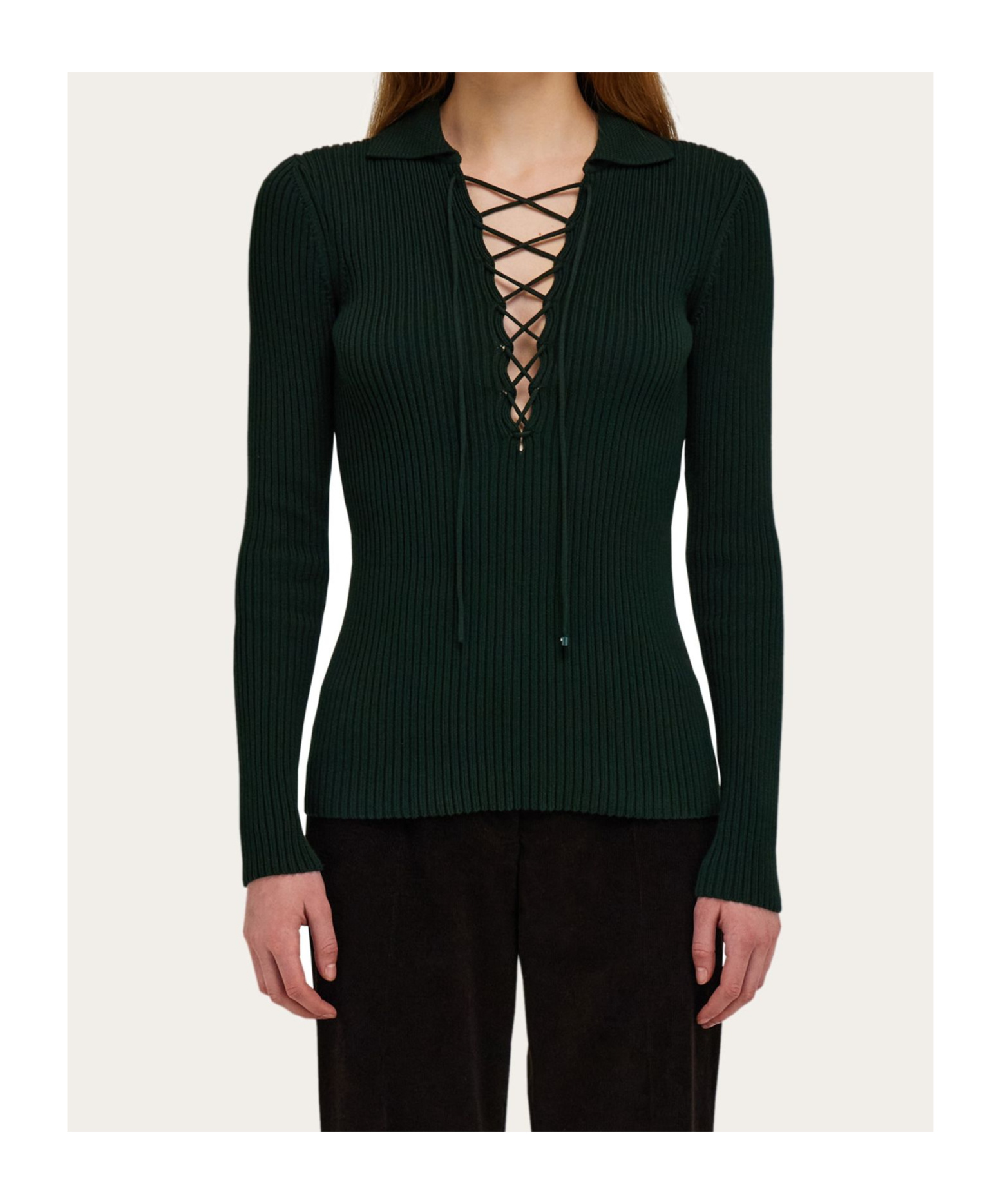 Ferragamo Lace Detail Knit Top In Black
