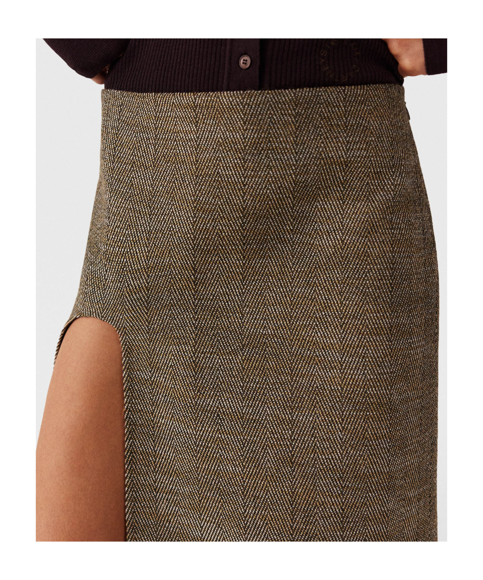 Stella Mccartney Tweed Skirt With Side Slits In Multicolor