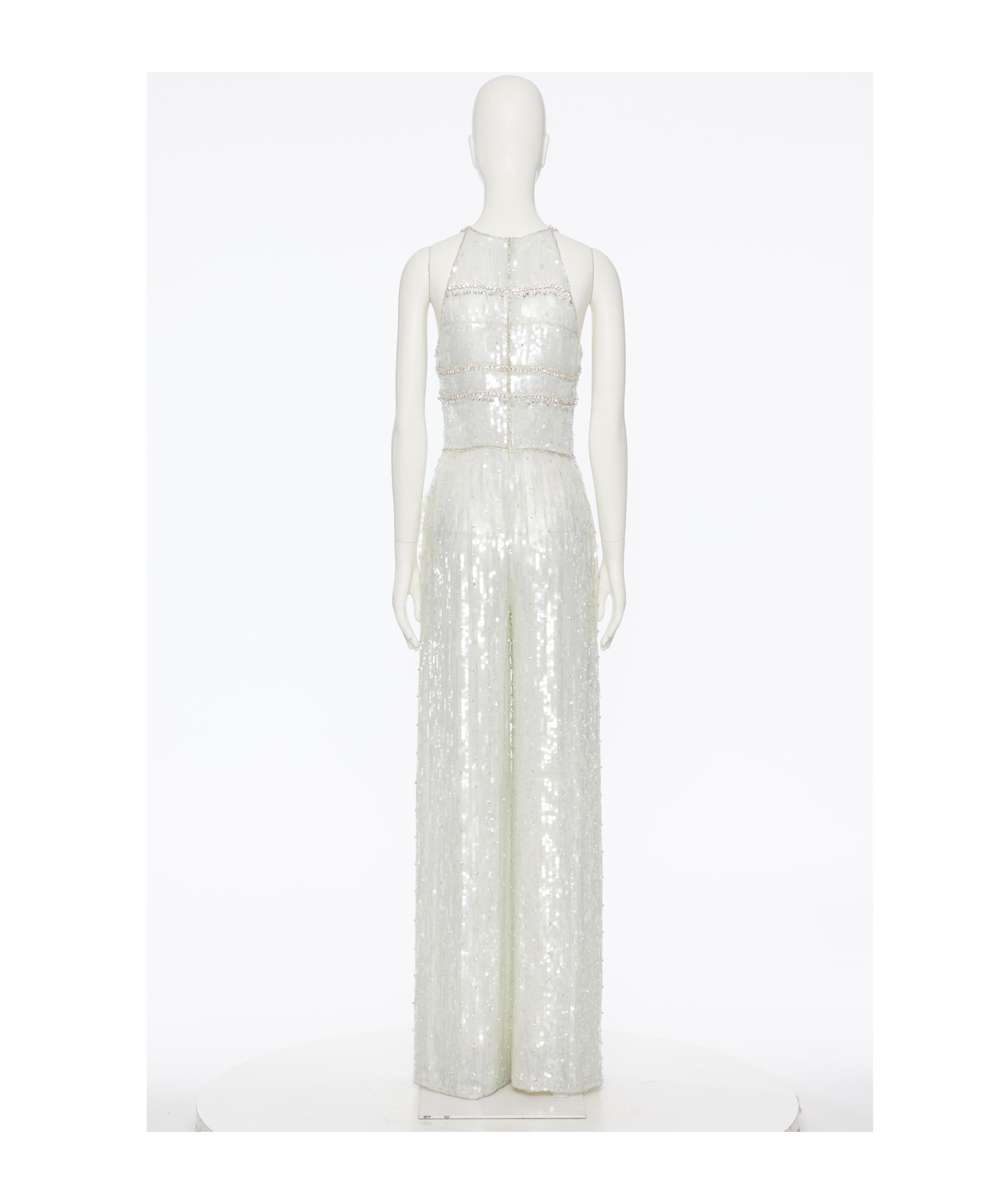 Valentino Sleeveless Jumpsuit In Menta/strass