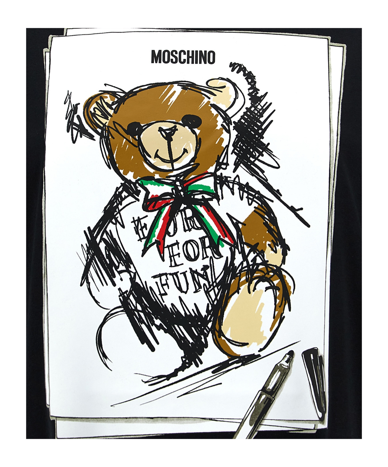 Moschino Black Printed T-shirt In Black