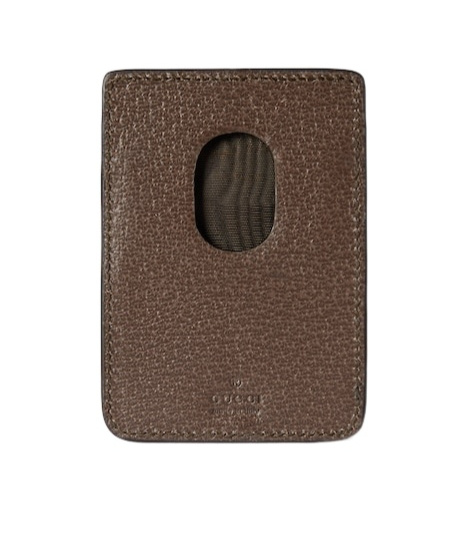 Gucci Two-color Magnetic Buckle Card Holder In Brown