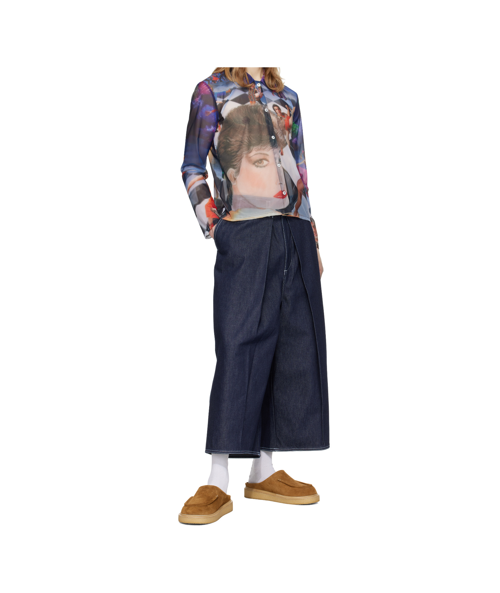 Sunnei Cholo Cropped Jeans In Navy Blue