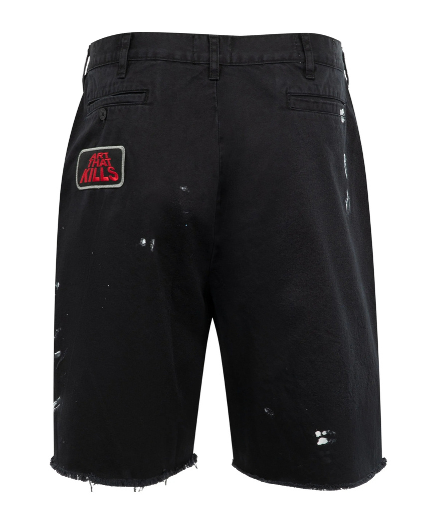 Gallery Dept. Mens Black Art On Display Paint-splatter Cotton-chino Shorts In Black