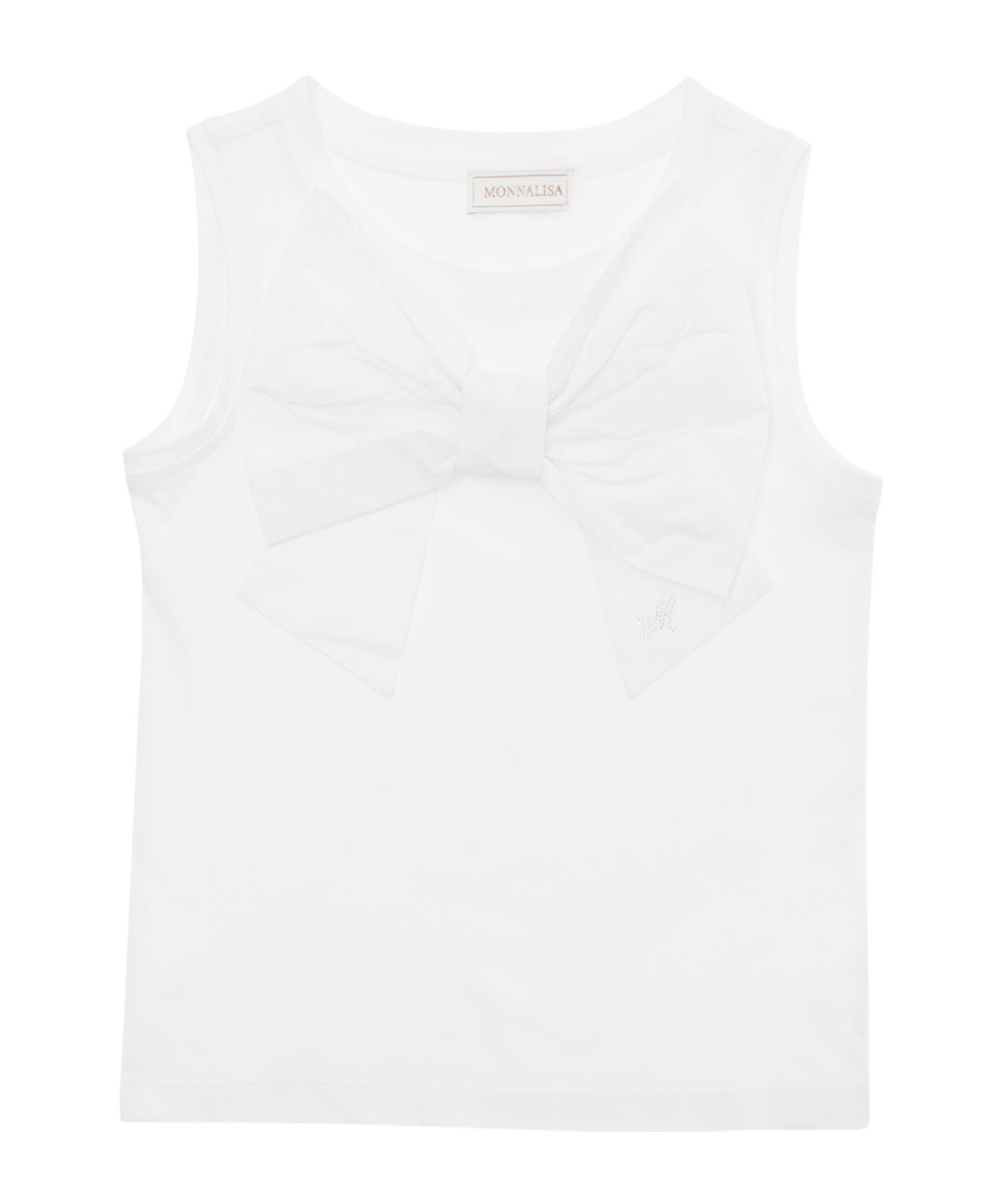 Monnalisa Oversized-bow Sleeveless Top In White