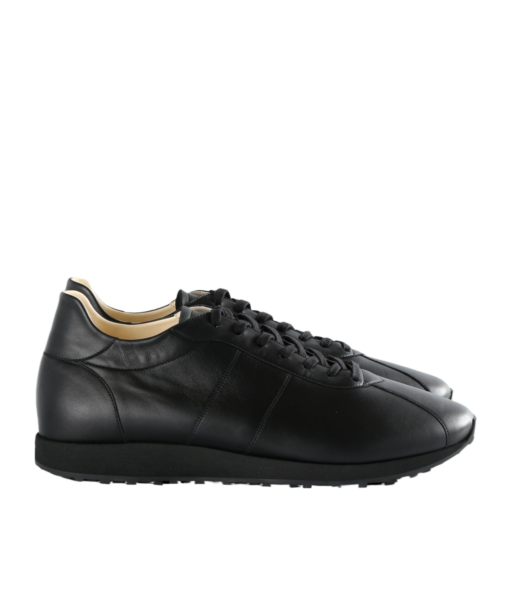 The Row Leather Lace-up Sneakers In Black