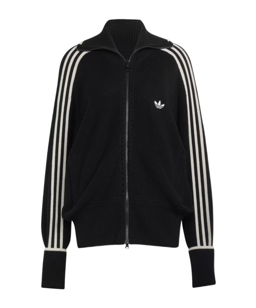 Adidas Originals Firebird Thick Knit Sport Jacket In Black/chalk White