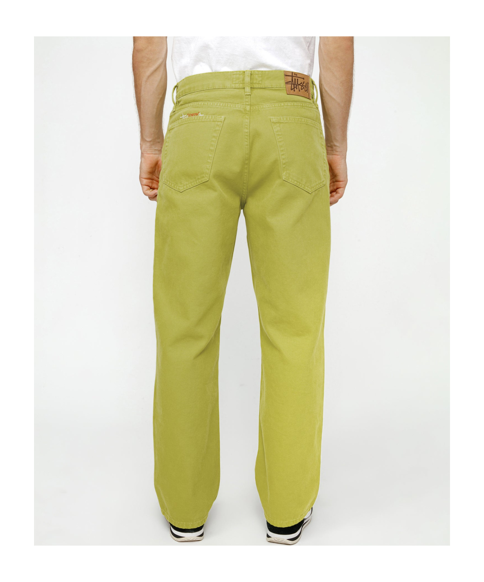 Stussy Straight Leg Canvas Trousers With Rivets In Green