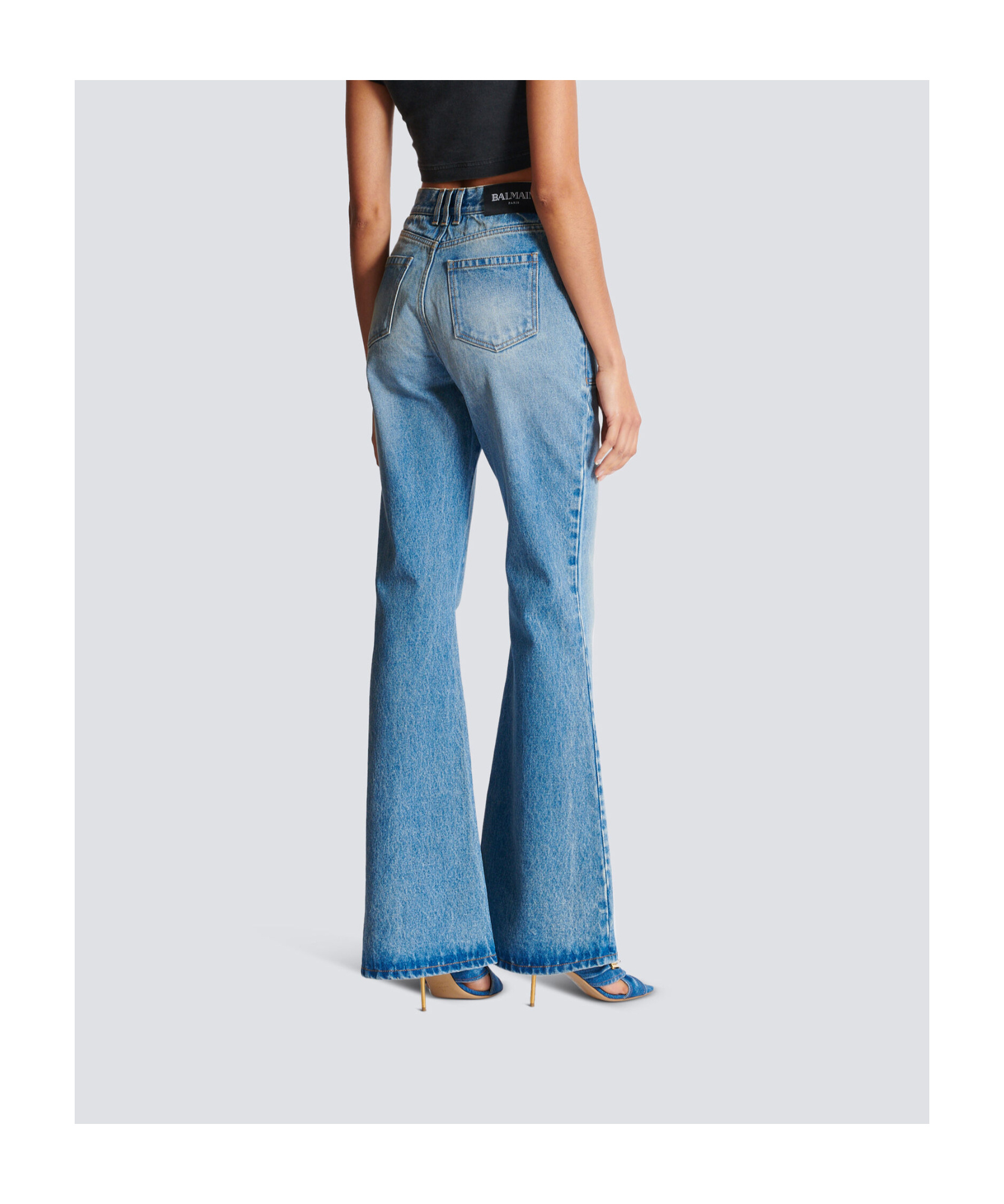 Balmain High-waisted Flared Denim Jeans In Blue