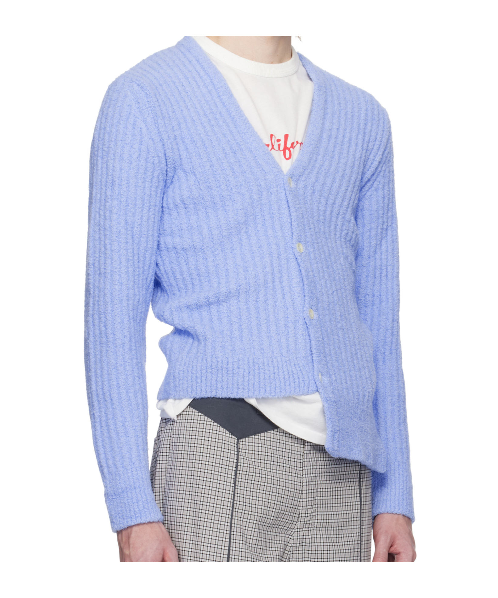 Erl Blue Cozy Asymmetric Cardigan In Blue