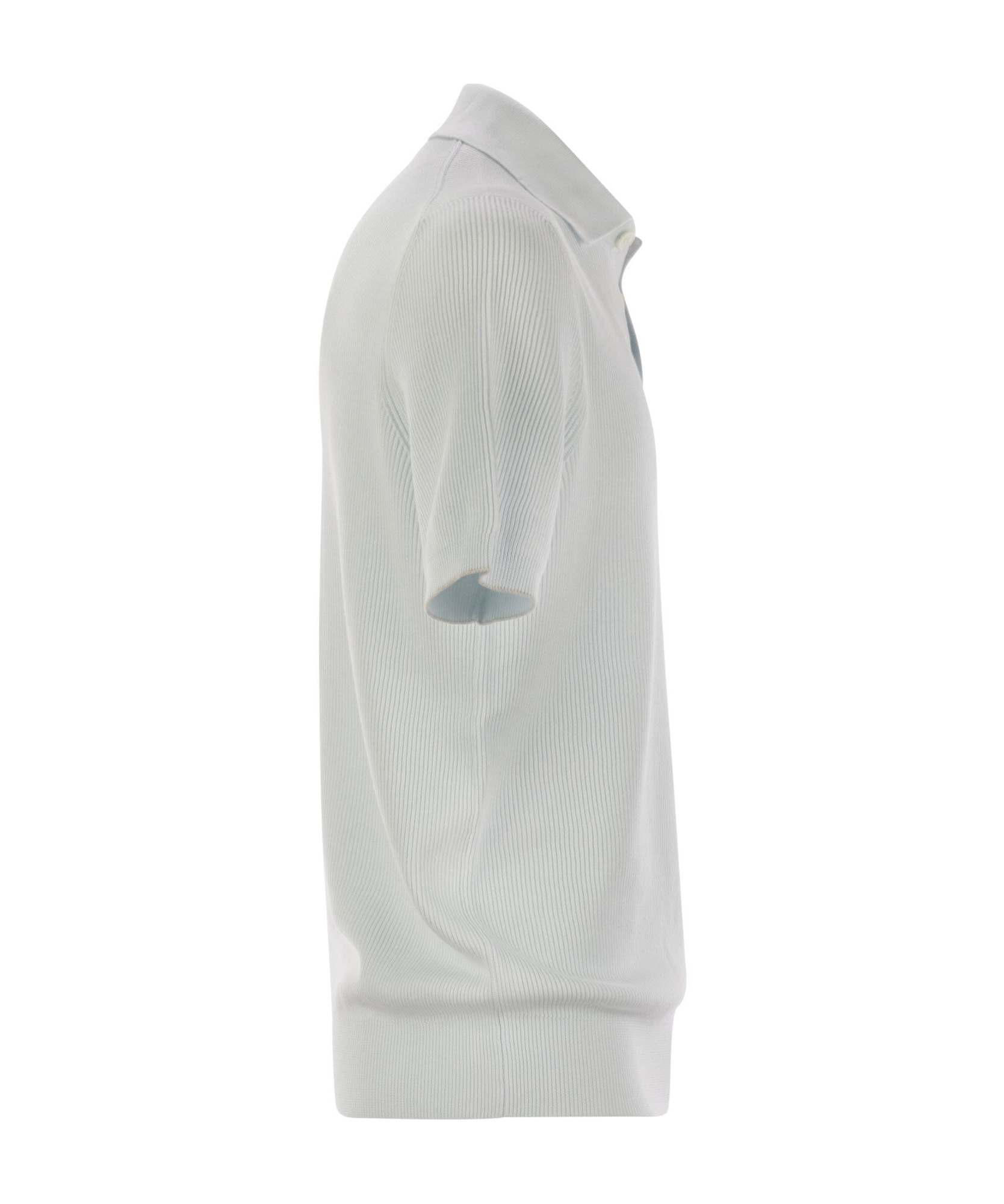 Brunello Cucinelli Men Lightweight Cotton Knit Polo Shirt In White