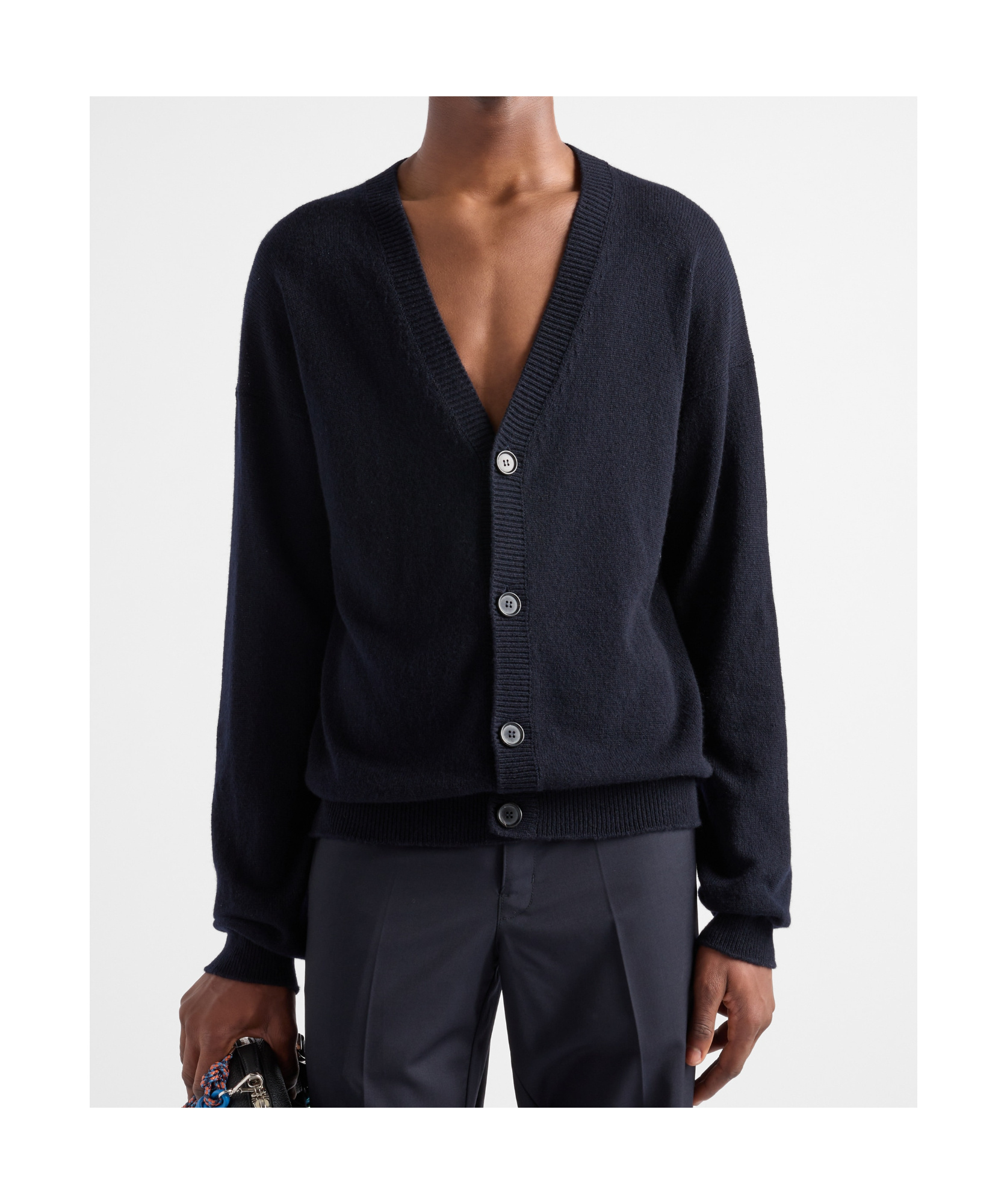 Prada Cashmere Cardigan In Blue