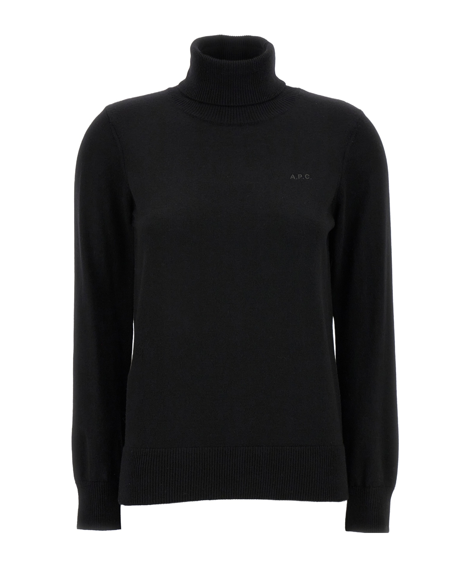 Apc Logo-embroidered Wool Jumper In Black