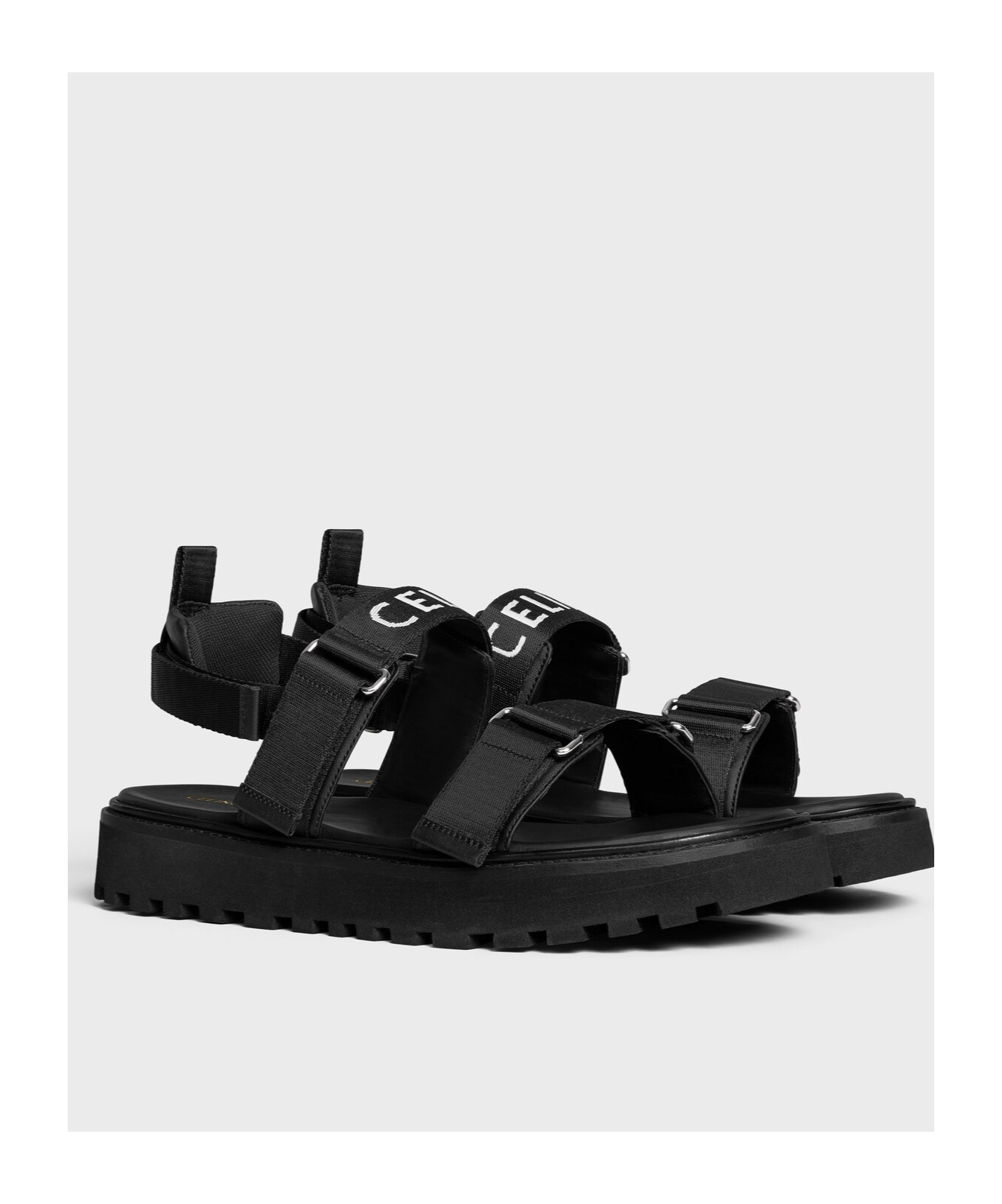 Celine Toe Flat Sole Buckle Detailing Sandals In Black