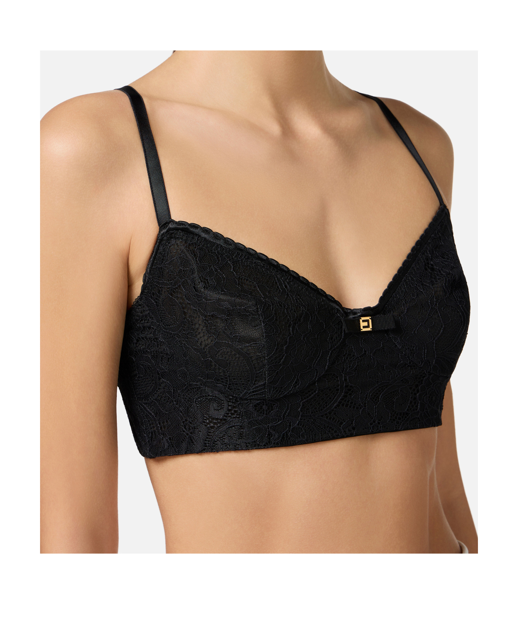 Elisabetta Franchi Bow-detail Lace Bra In Black
