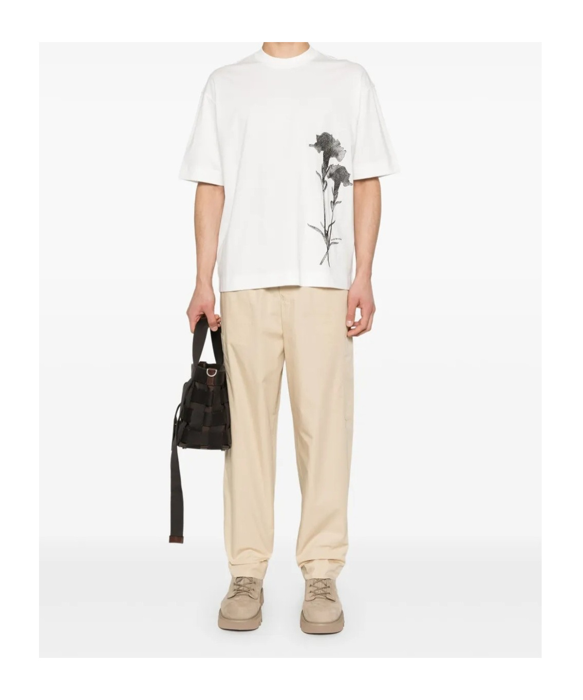 Emporio Armani Flower-embroidered T-shirt In White