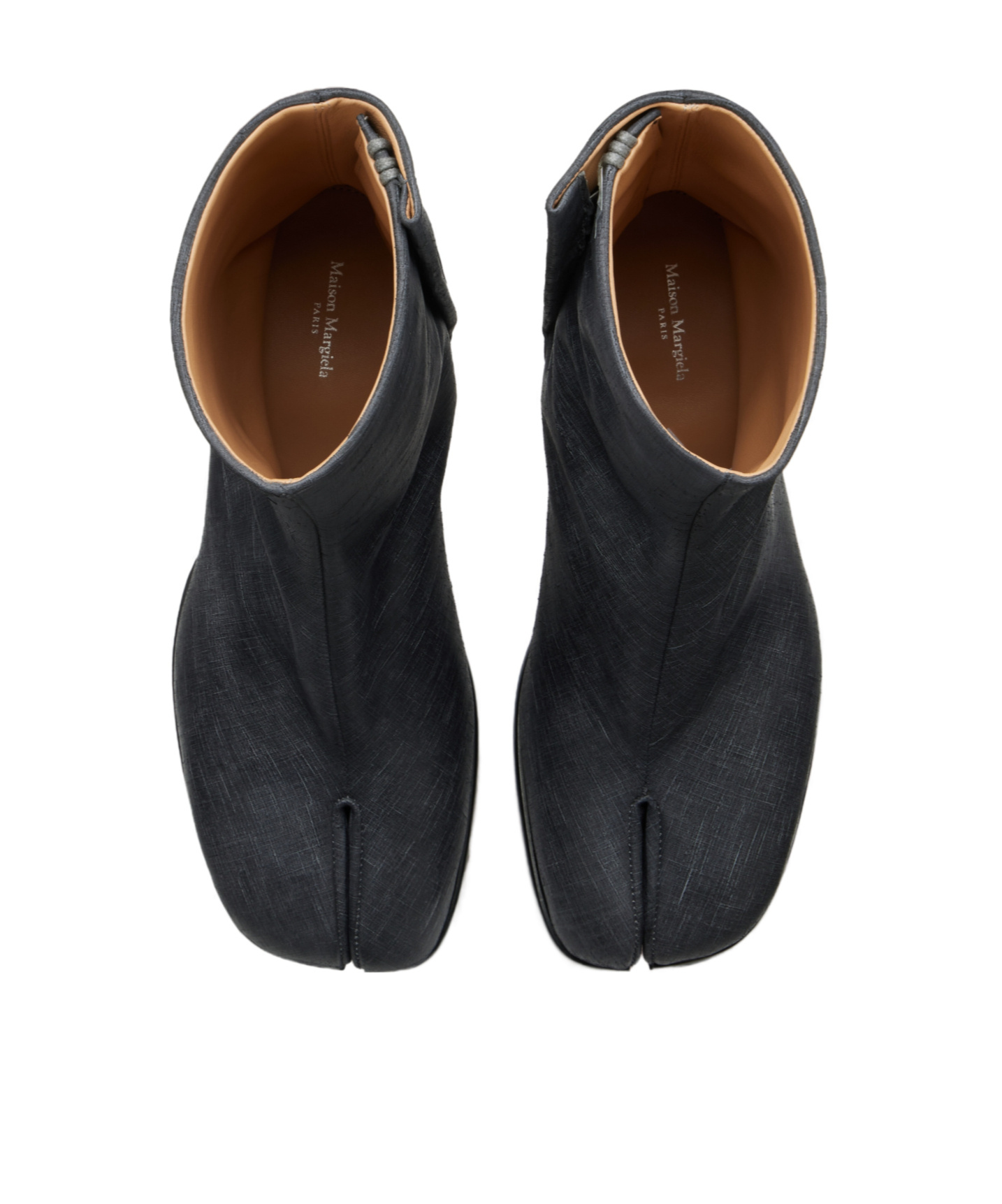 Maison Margiela Black Leather Tabi Ankle Boots In Black