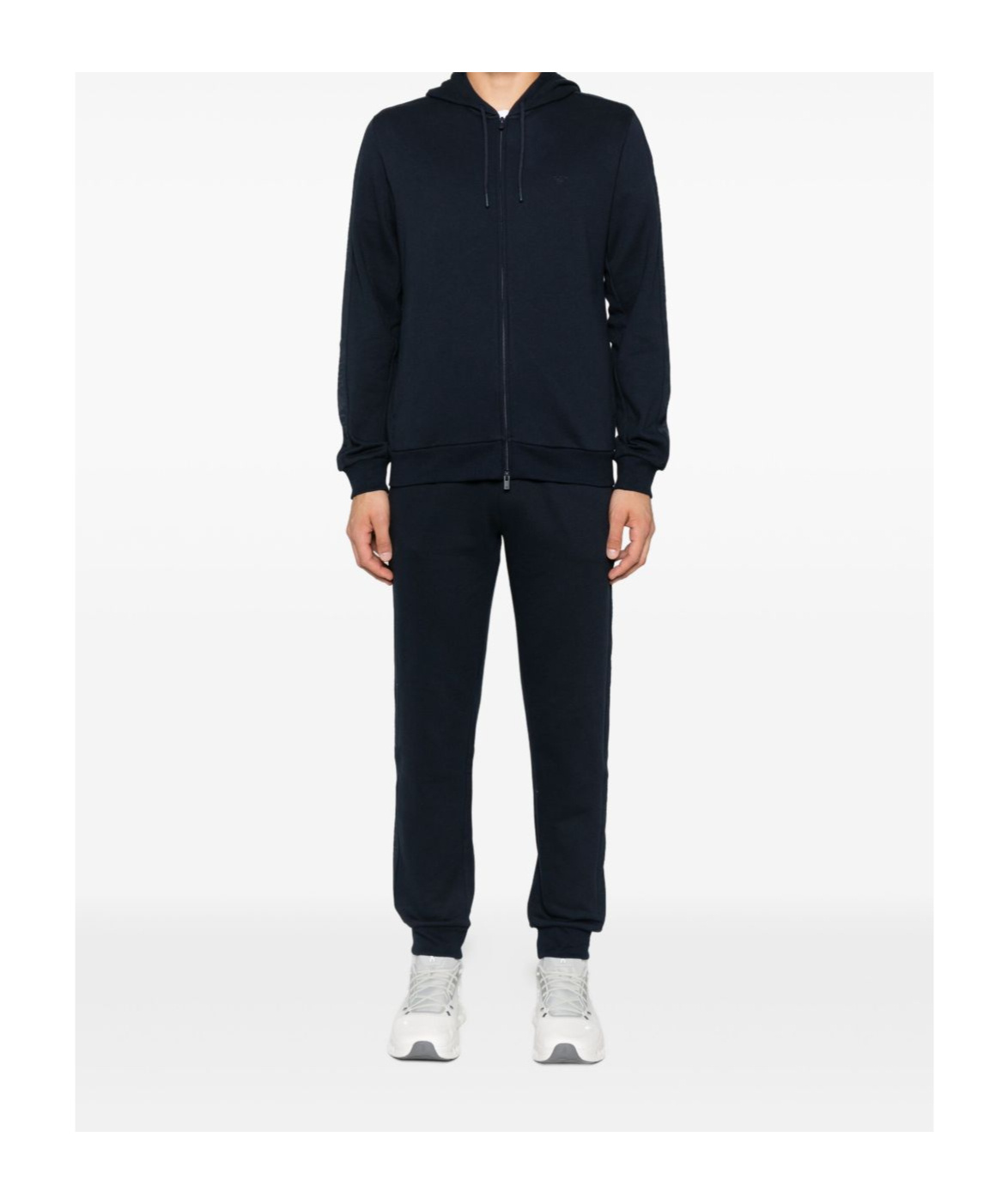 Emporio Armani Logo-detail Hooded Zip-up Sweatshirt In Blue