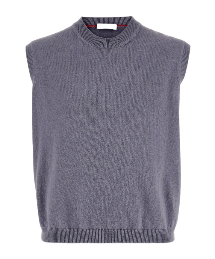 Ferragamo Fine-knitted Top In Gray
