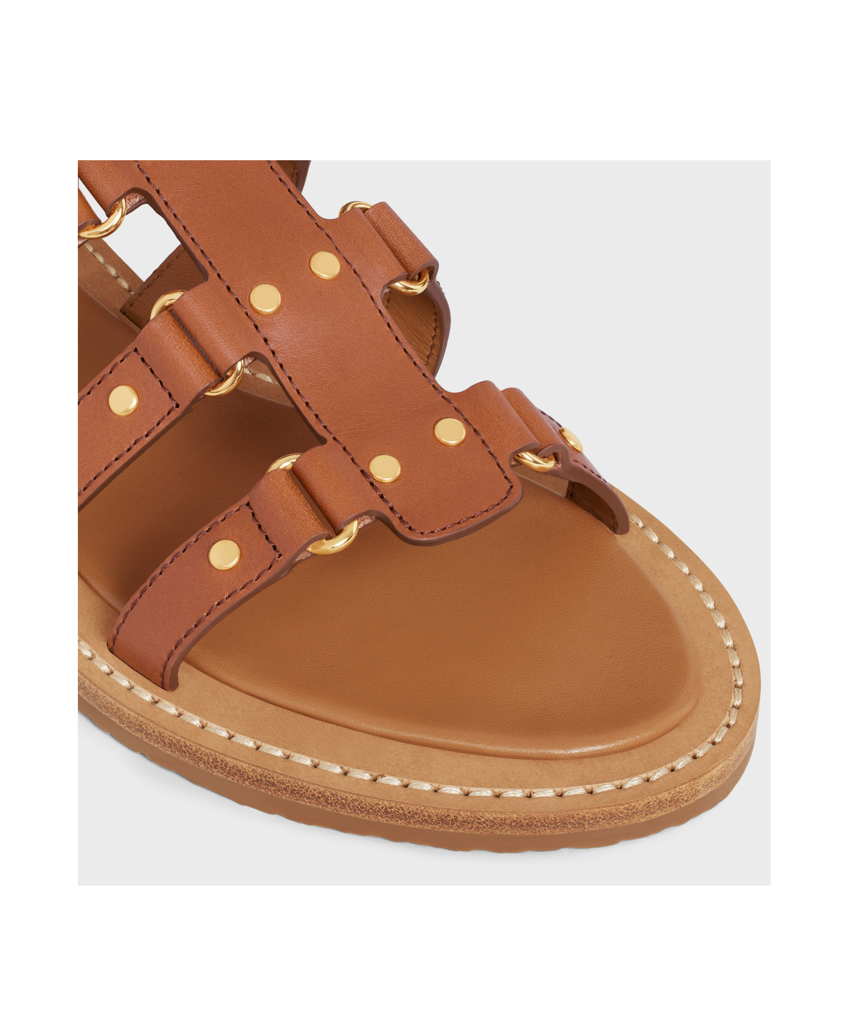 Shop Celine Lympia Gladiator Sandal In Calfskin In Brown